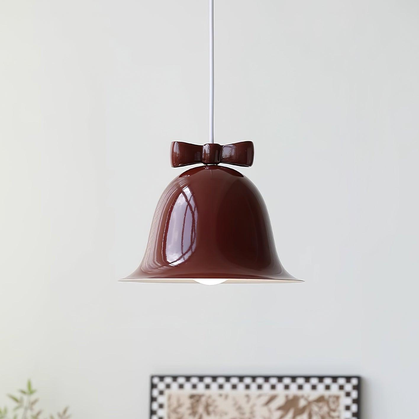 Cloches Mignonnes Lampe Suspendue en Verre avec Nœud Délicat