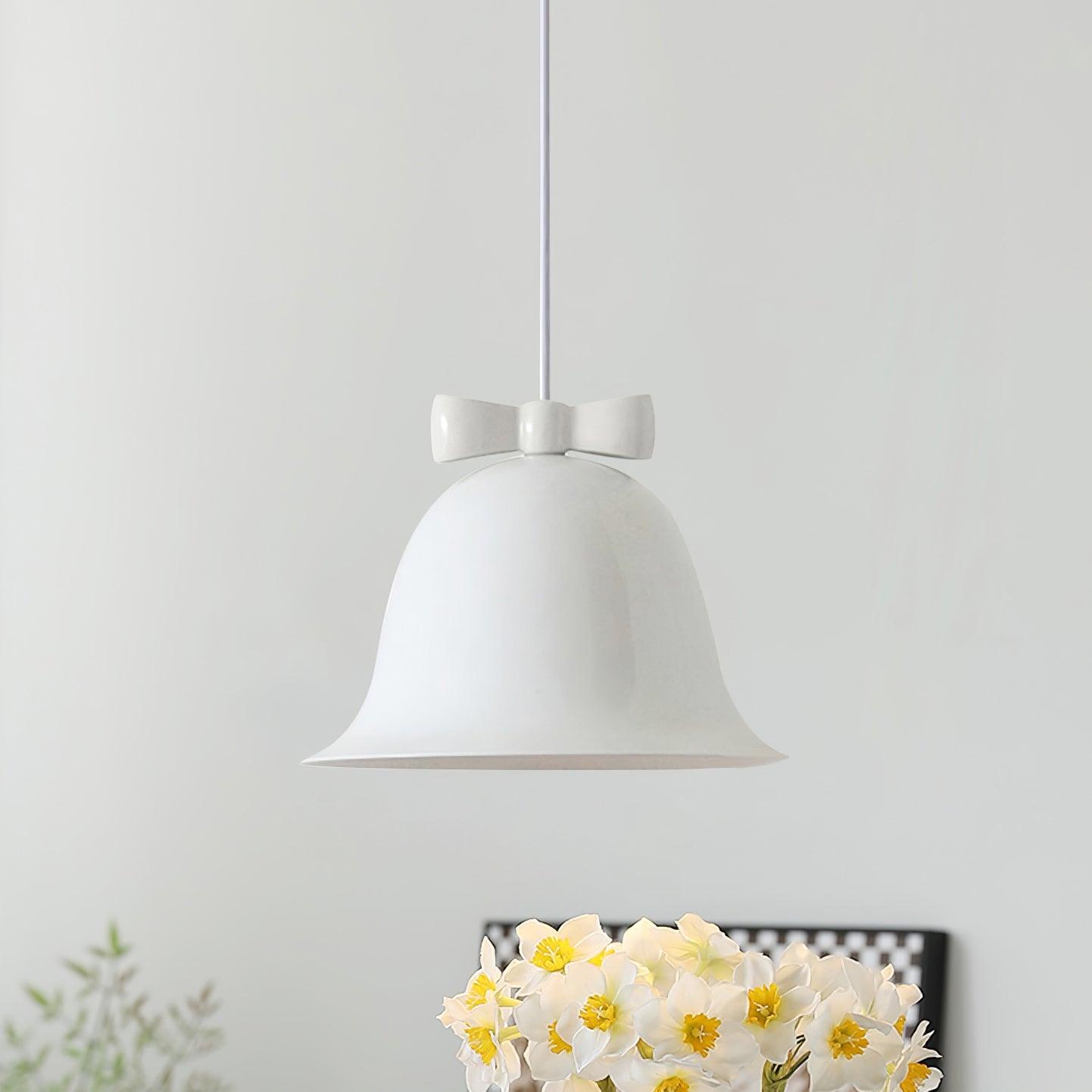 Cloches Mignonnes Lampe Suspendue en Verre avec Nœud Délicat