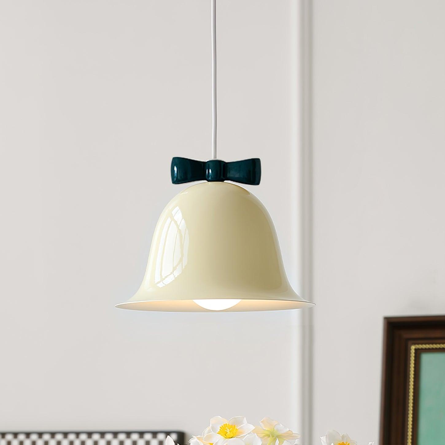 Cloches Mignonnes Lampe Suspendue en Verre avec Nœud Délicat