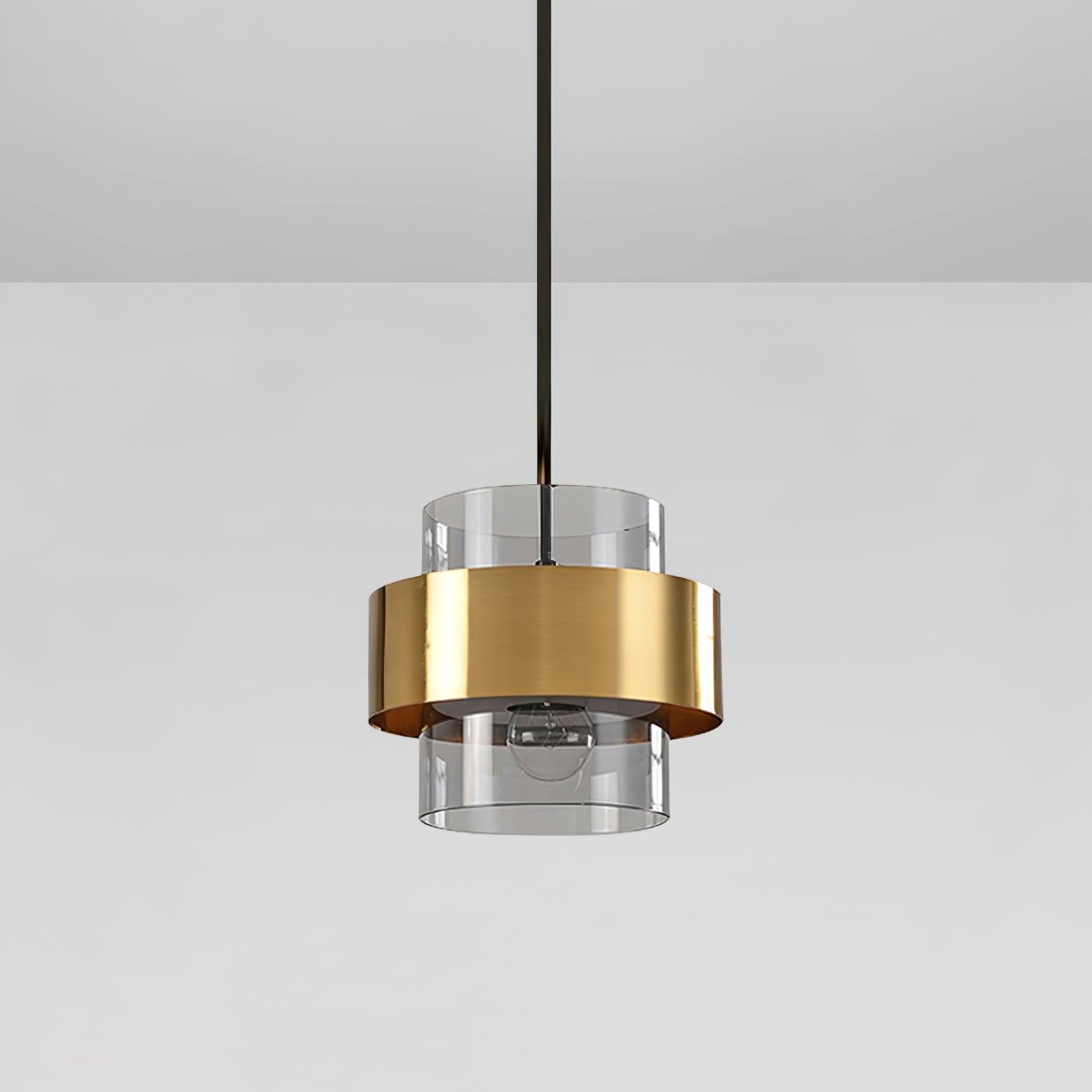 Solara Suspension en Laiton Cylindre Verre Contemporain