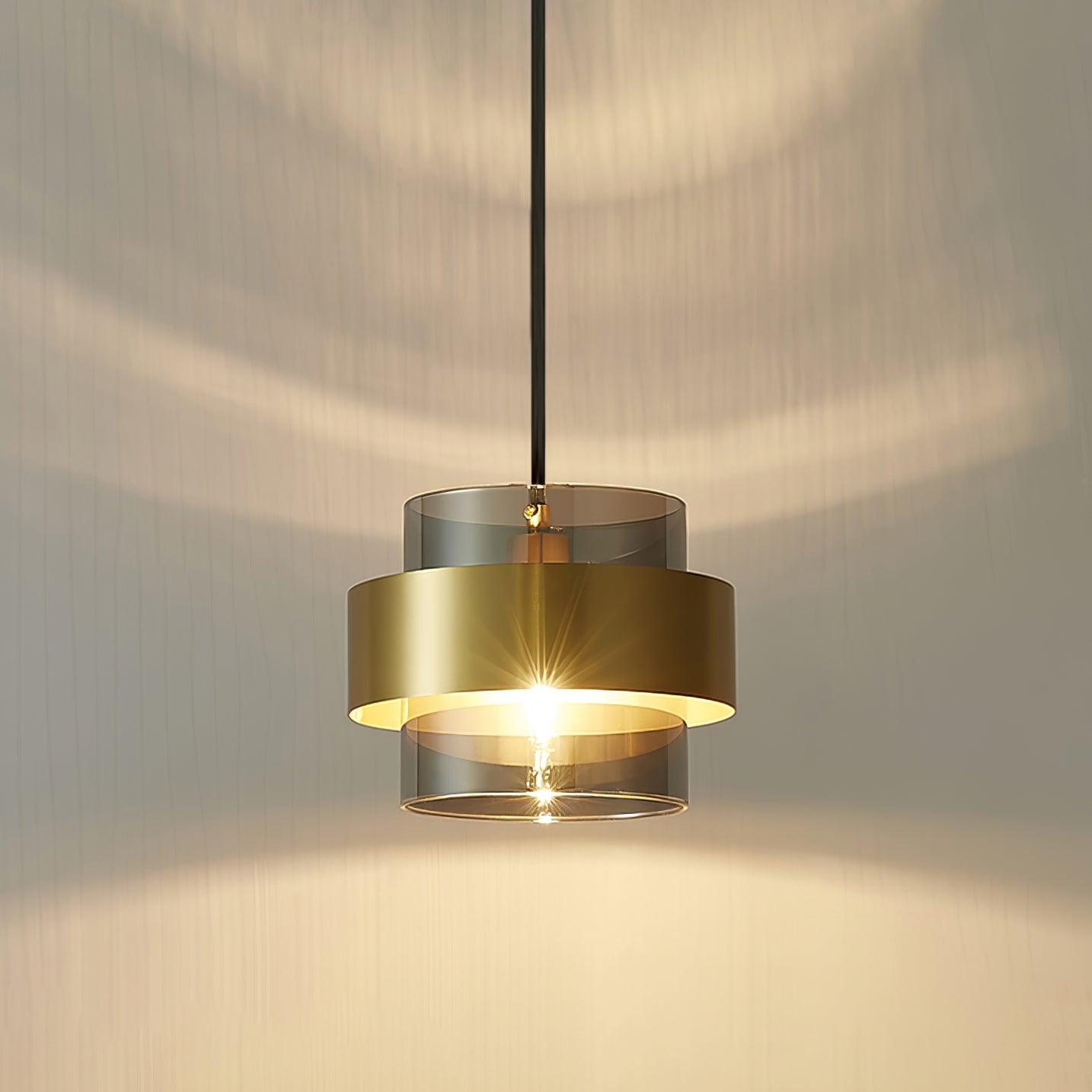 Solara Suspension en Laiton Cylindre Verre Contemporain