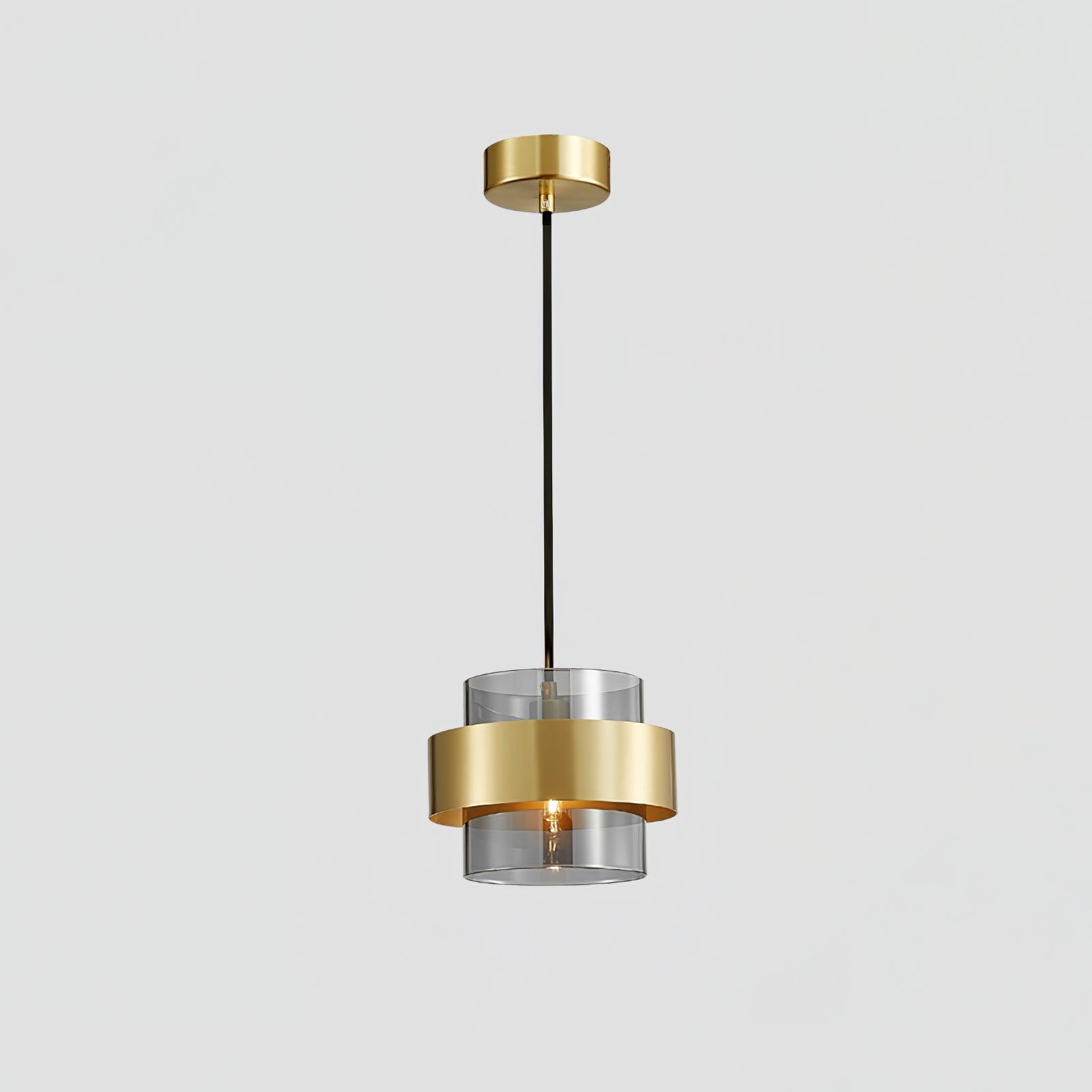 Solara Suspension en Laiton Cylindre Verre Contemporain