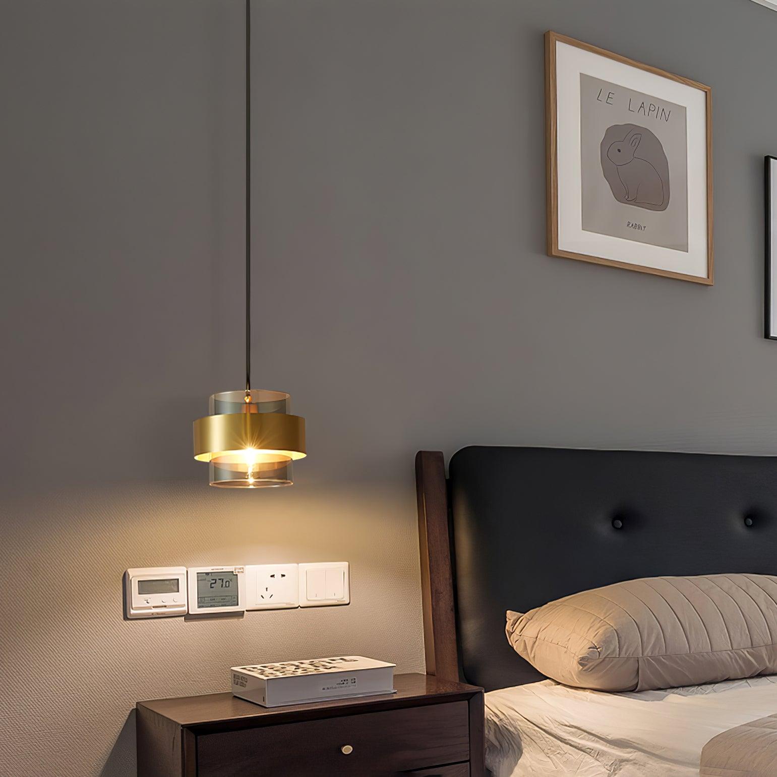 Solara Suspension en Laiton Cylindre Verre Contemporain