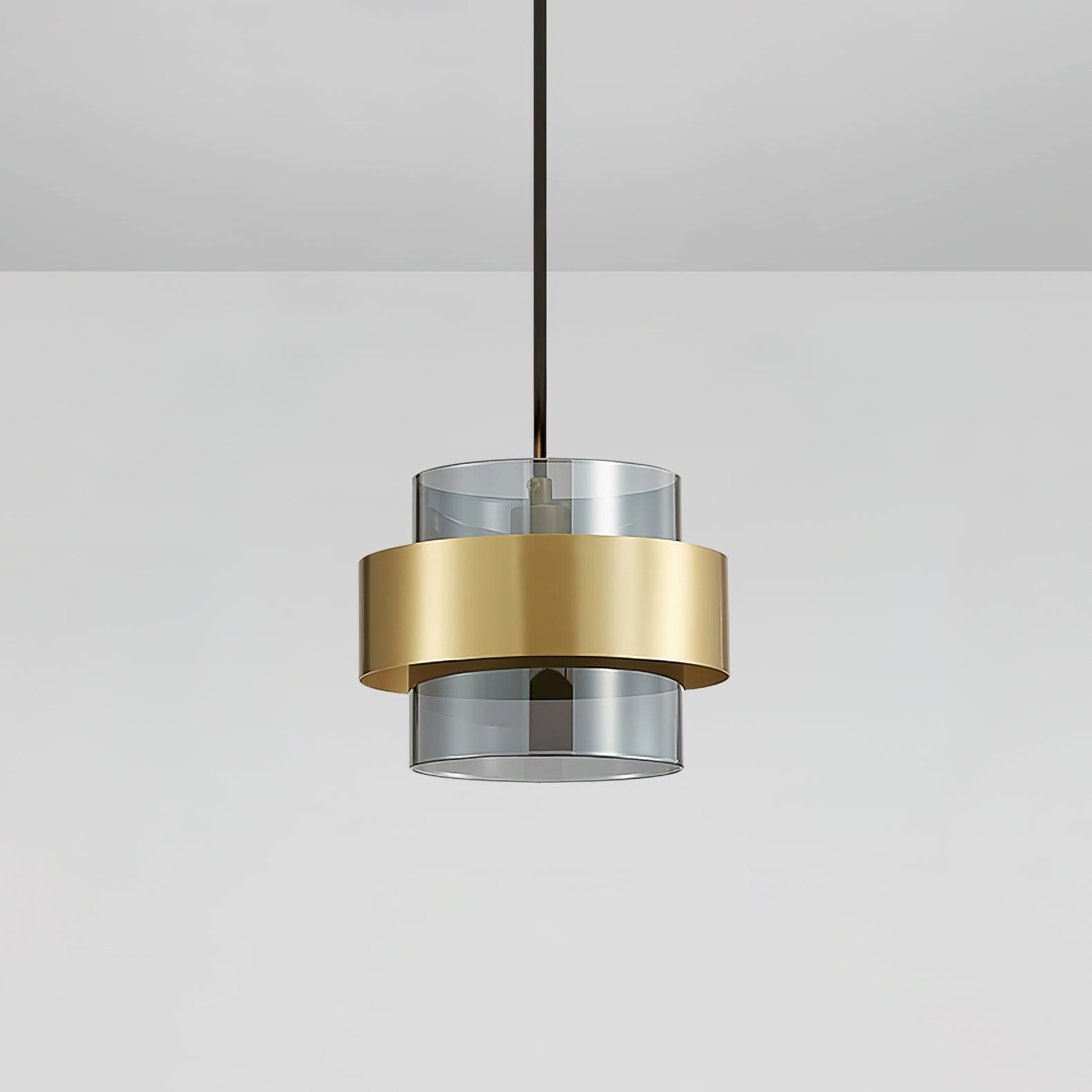 Solara Suspension en Laiton Cylindre Verre Contemporain