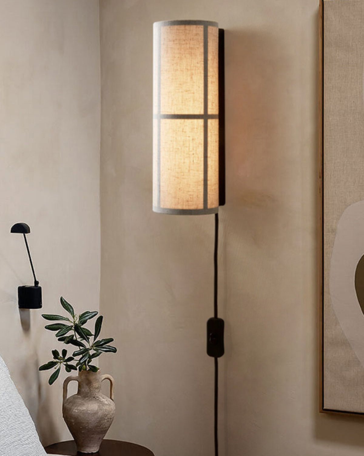 Abeleisa Cylinder Nordic Art Plug-in Fabric Wall Lamp