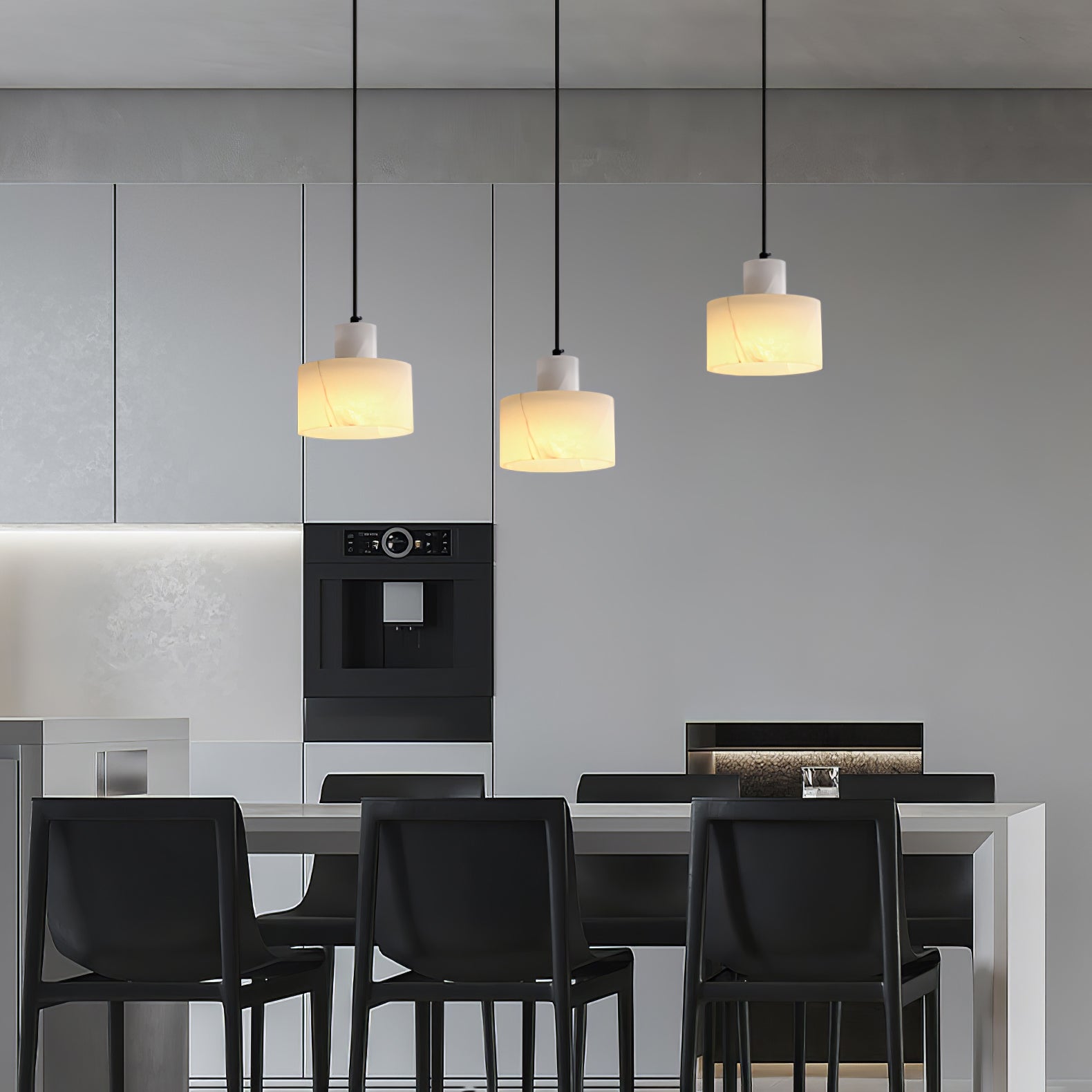 Alabaster  Suspension Double Cylindrique