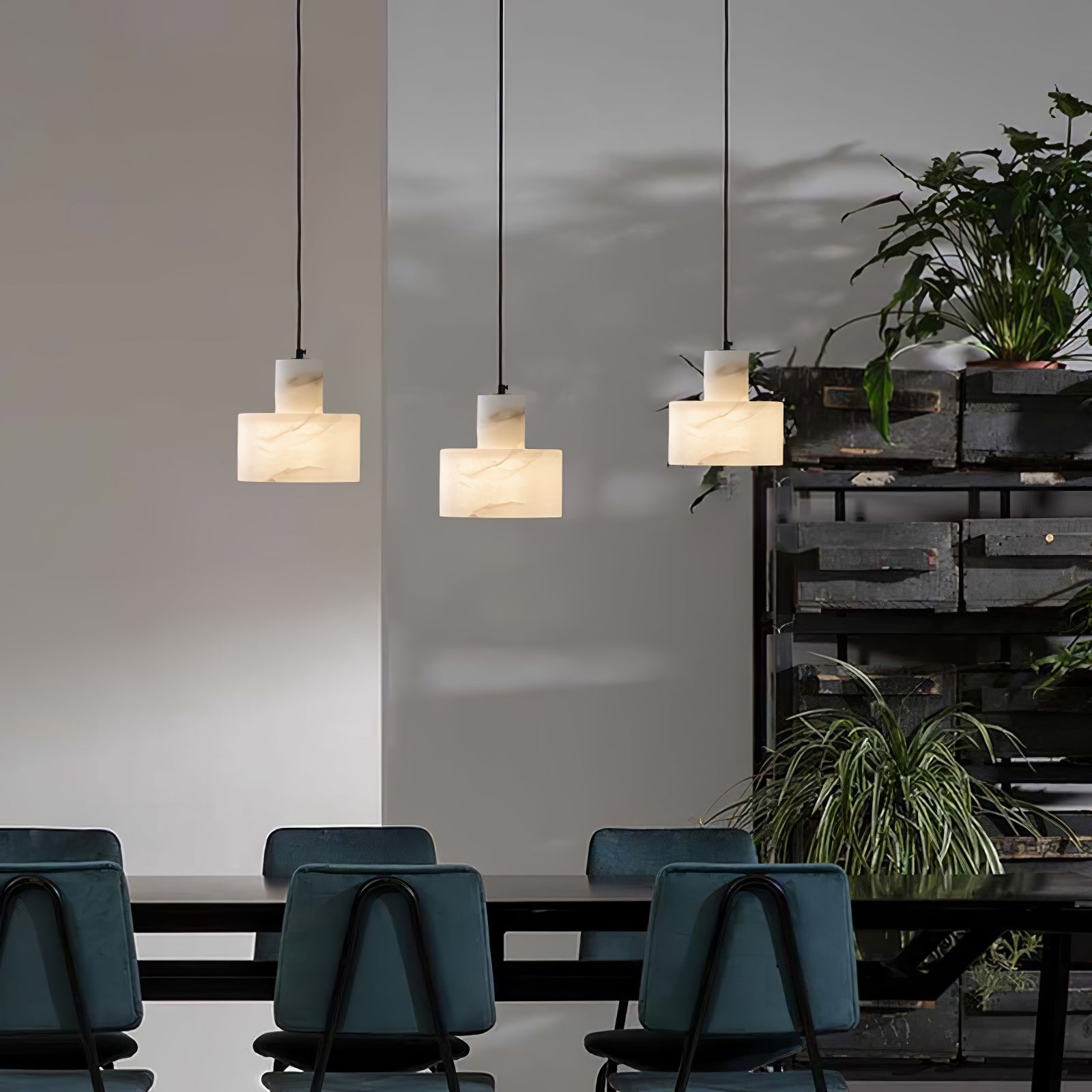 Alabaster  Suspension Double Cylindrique