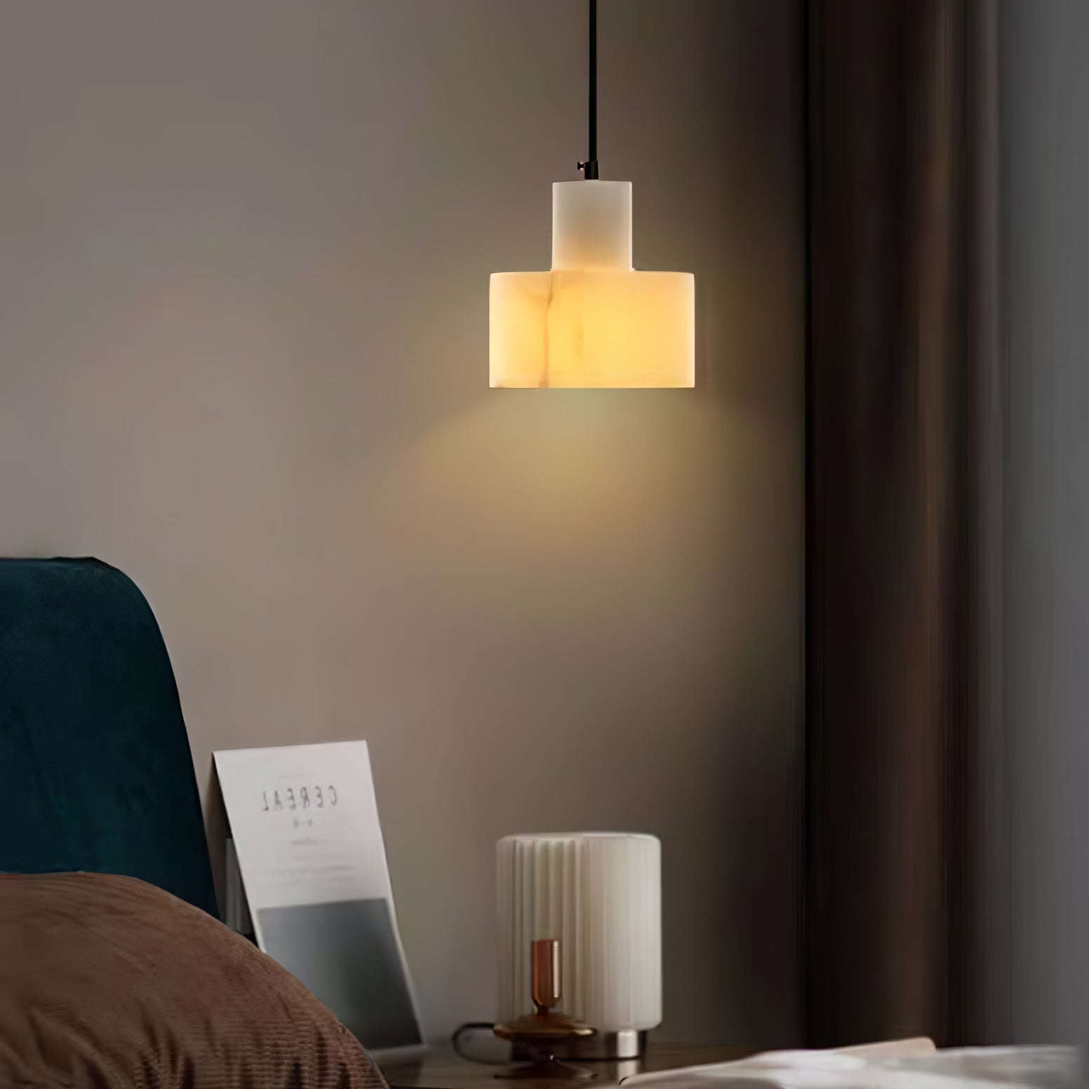 Alabaster  Suspension Double Cylindrique