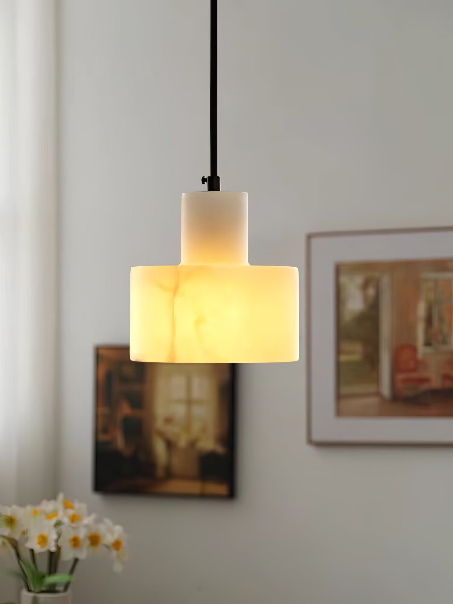 Alabaster  Suspension Double Cylindrique