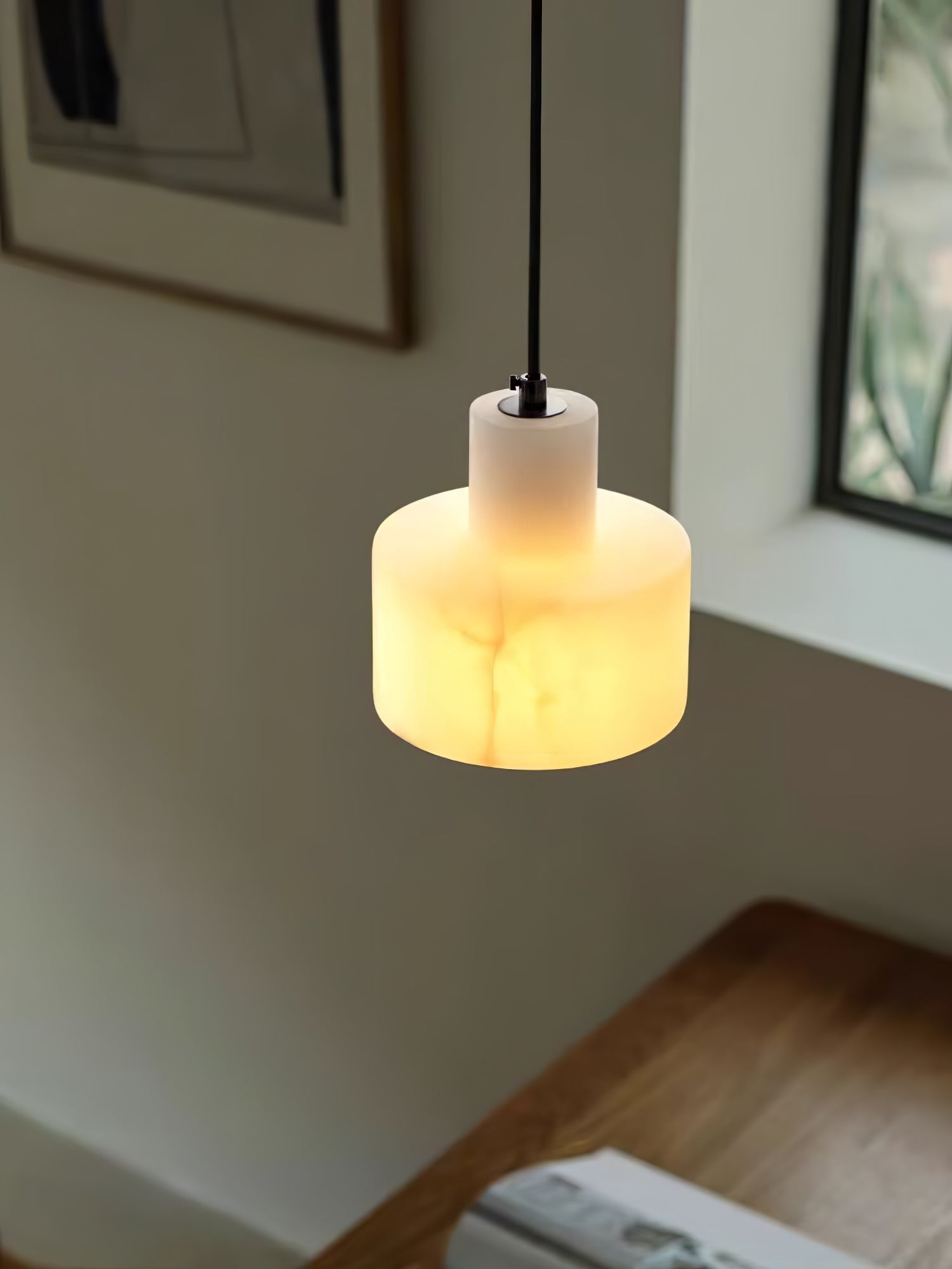 Alabaster  Suspension Double Cylindrique