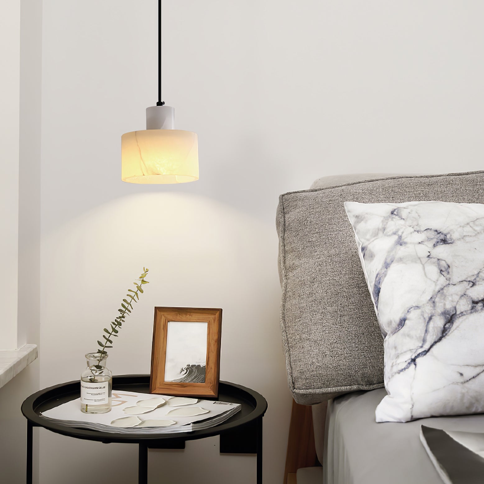 Alabaster  Suspension Double Cylindrique