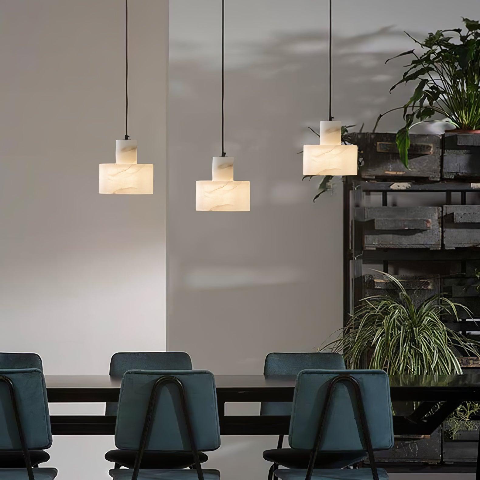Alabaster  Suspension Double Cylindrique