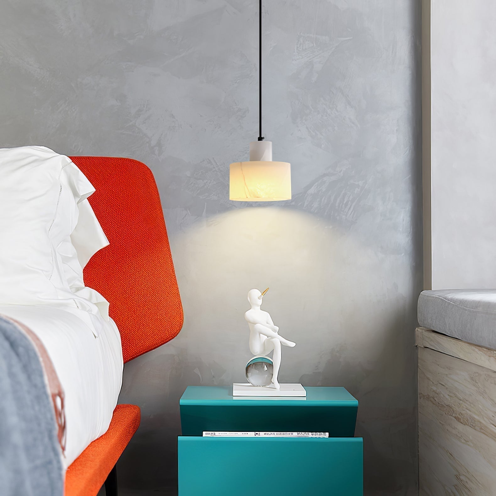 Alabaster  Suspension Double Cylindrique