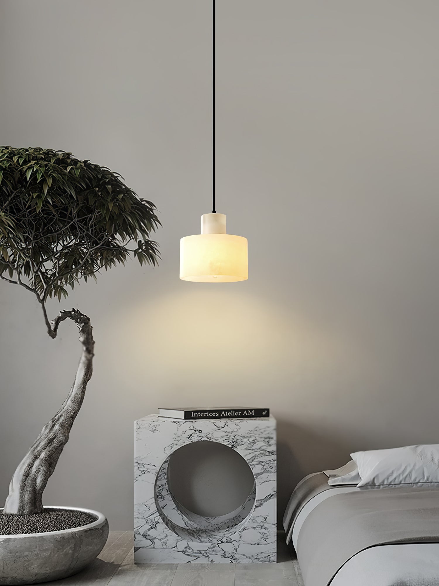 Alabaster  Suspension Double Cylindrique