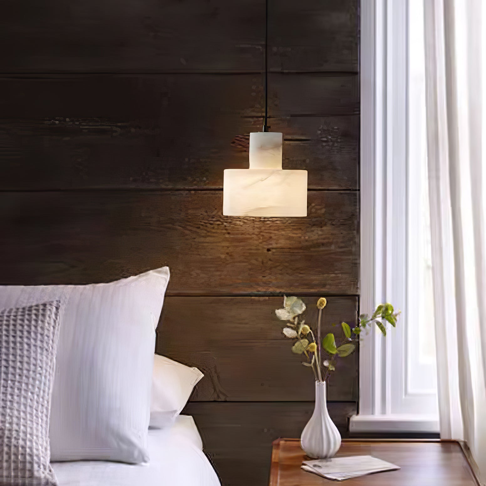 Alabaster  Suspension Double Cylindrique