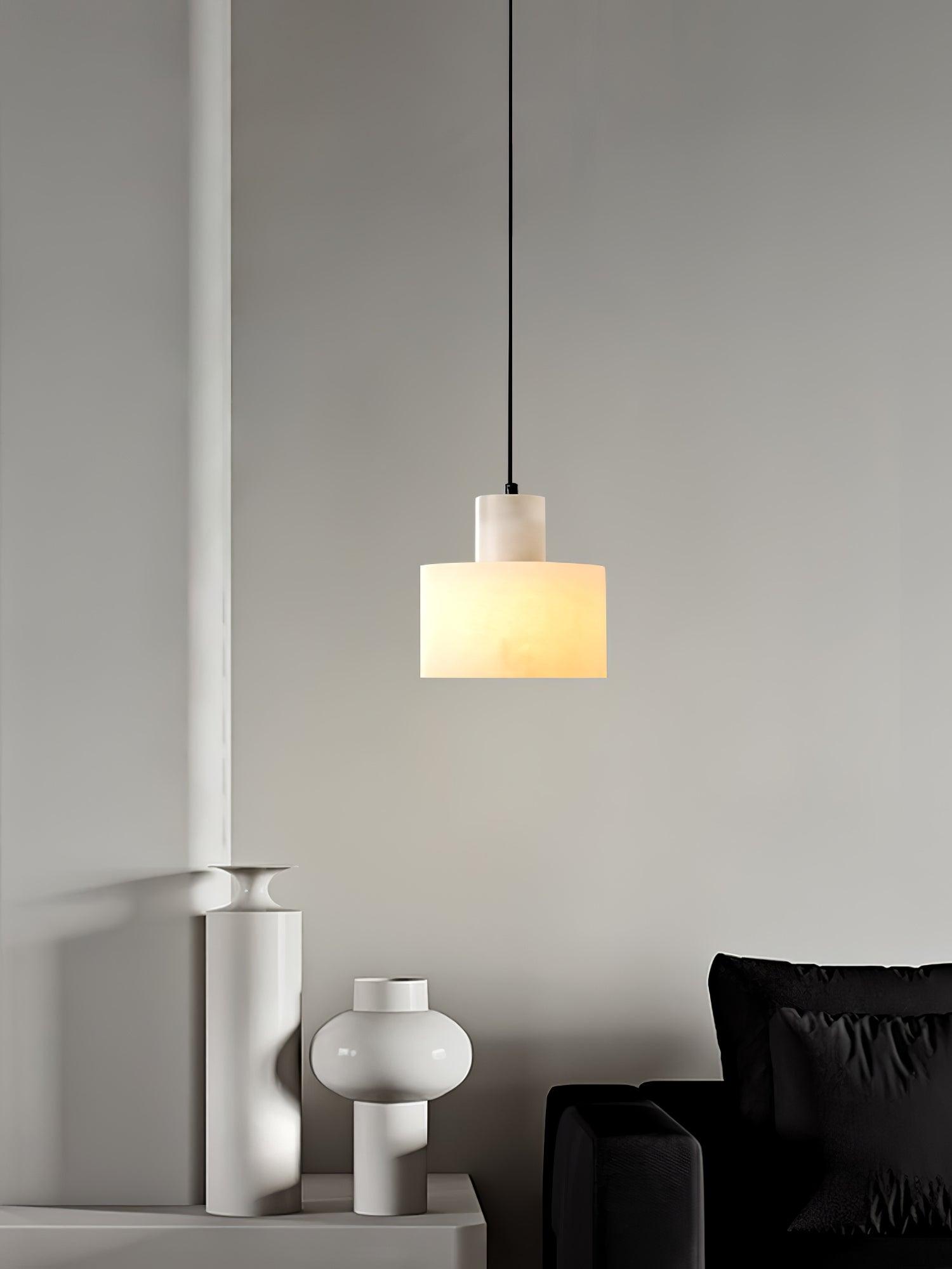 Alabaster  Suspension Double Cylindrique