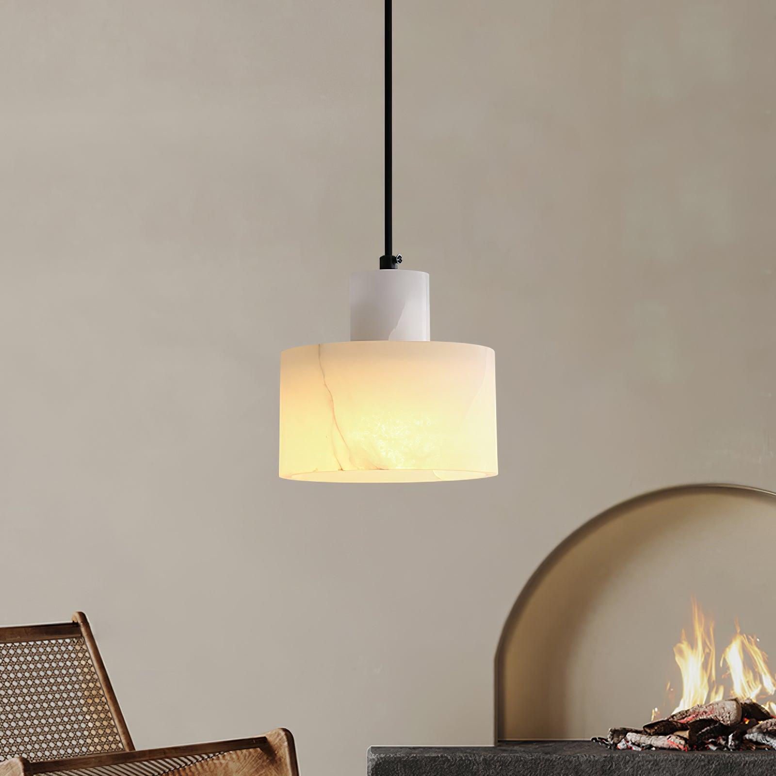 Alabaster  Suspension Double Cylindrique