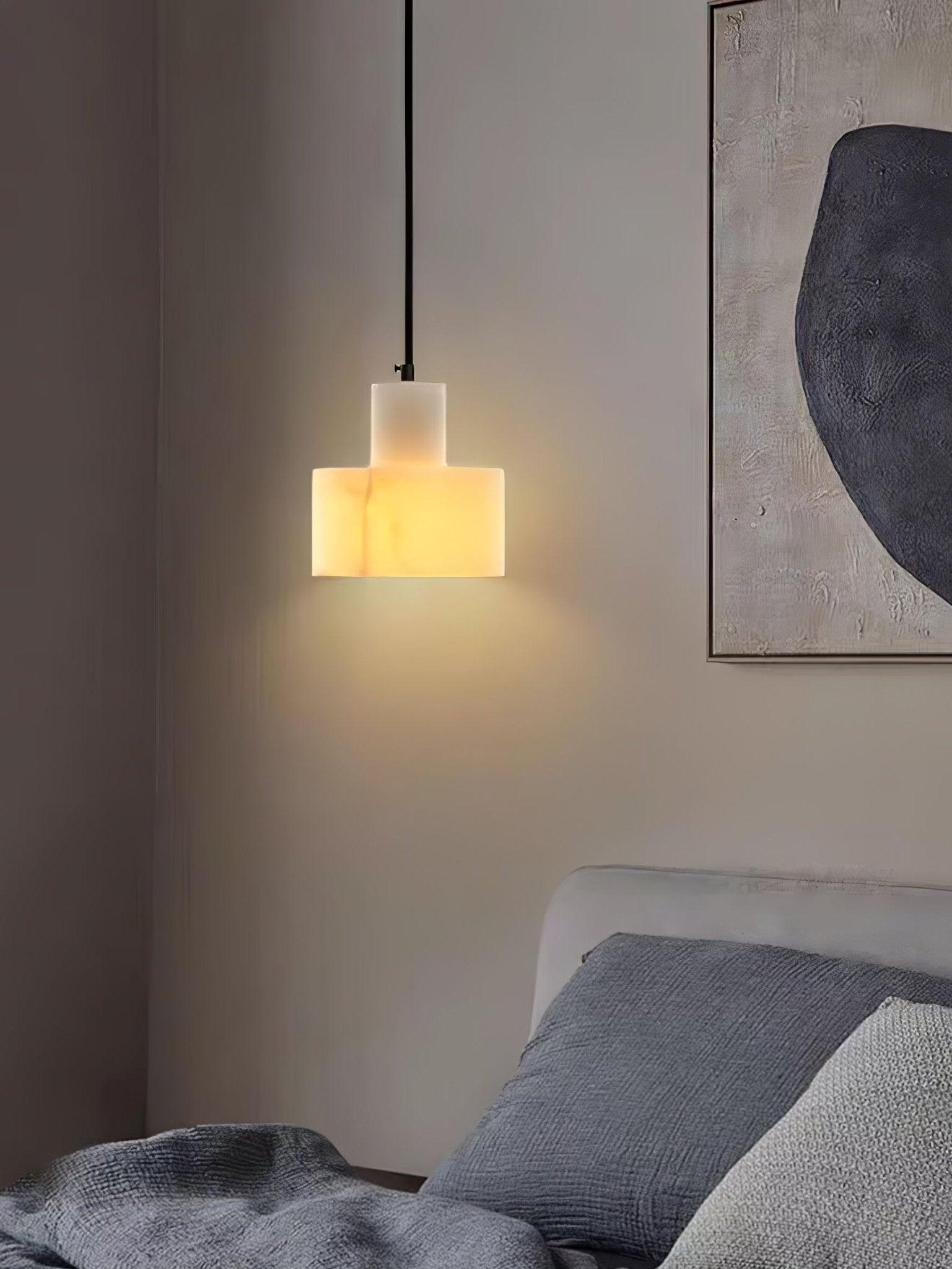 Alabaster  Suspension Double Cylindrique