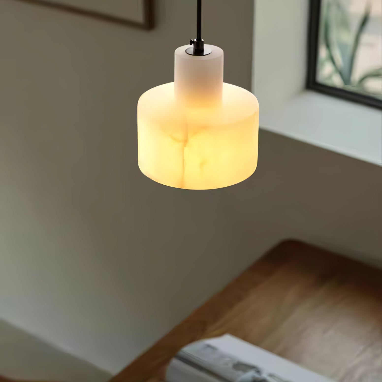 Alabaster  Suspension Double Cylindrique