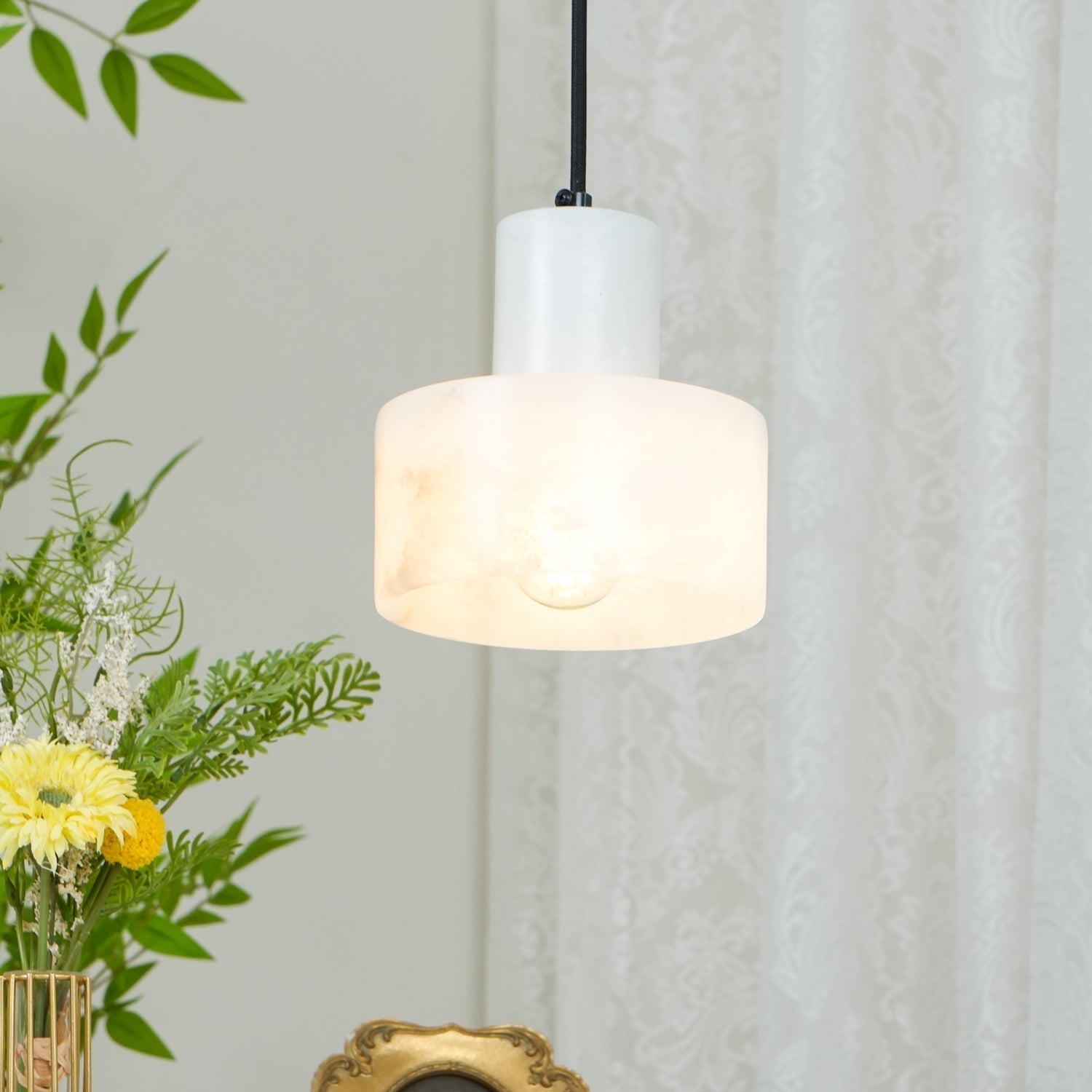 Alabaster  Suspension Double Cylindrique