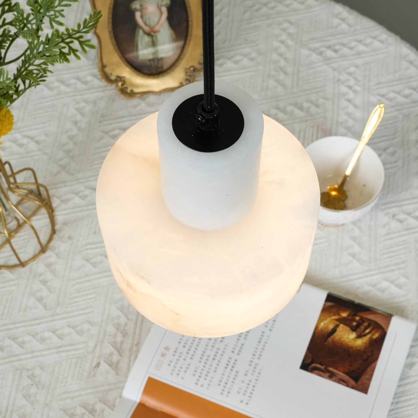 Alabaster  Suspension Double Cylindrique