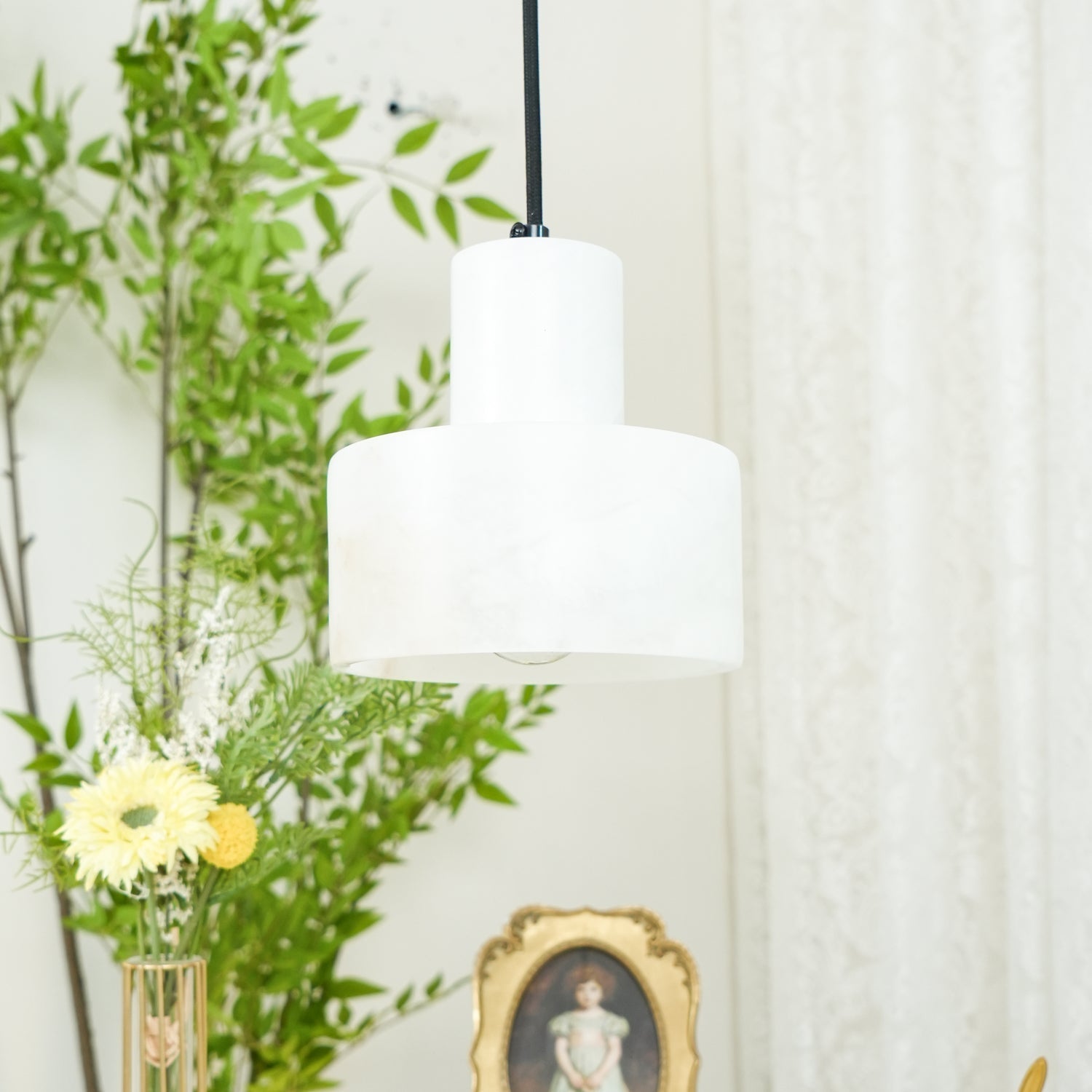 Alabaster  Suspension Double Cylindrique