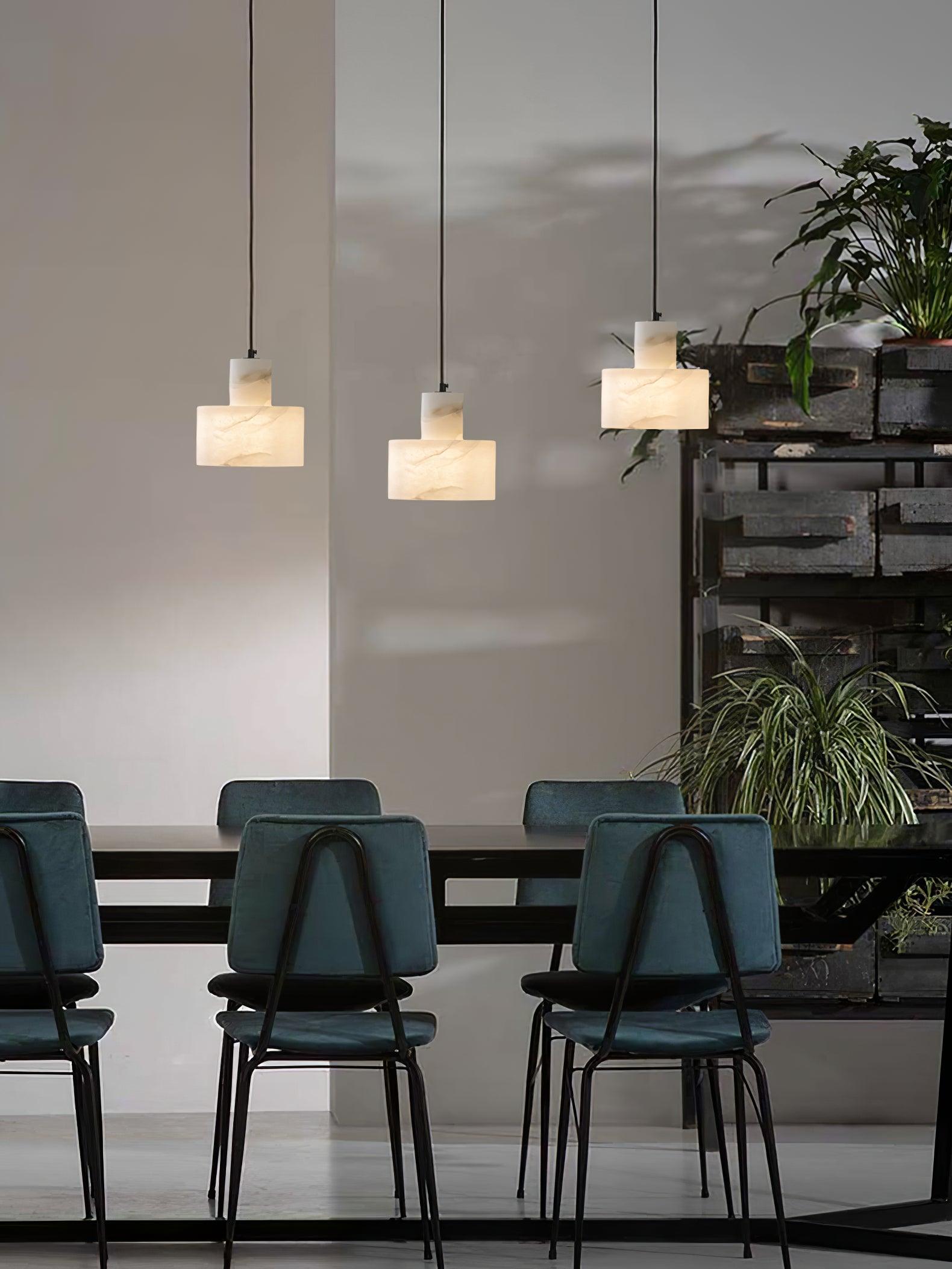 Alabaster  Suspension Double Cylindrique