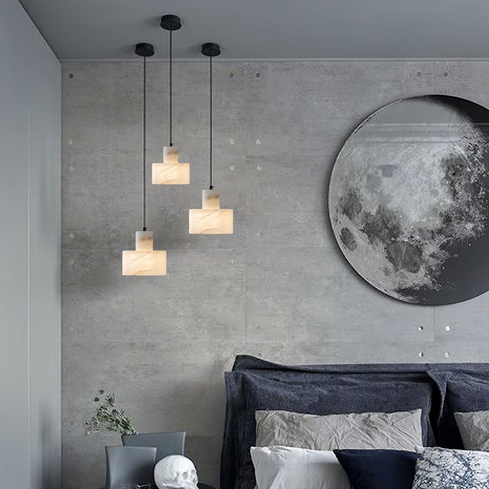 Alabaster  Suspension Double Cylindrique
