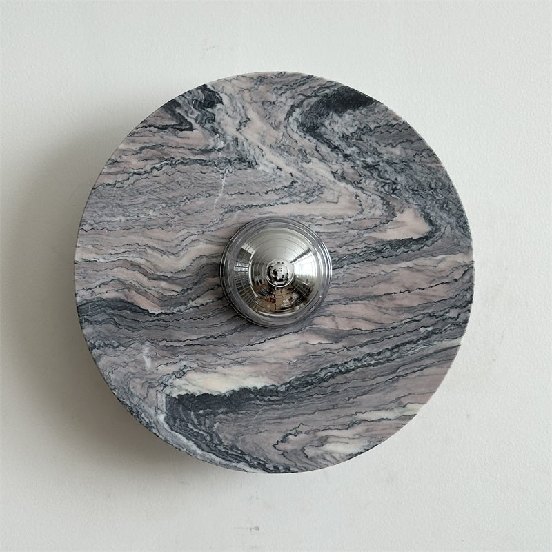 Zeno Applique Murale Ronde en Chrome, Marbre et Métal Style Minimaliste Moderne