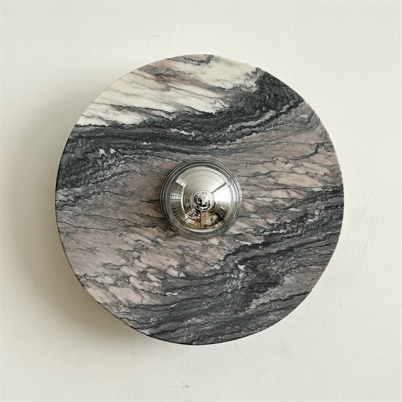 Zeno Applique Murale Ronde en Chrome, Marbre et Métal Style Minimaliste Moderne