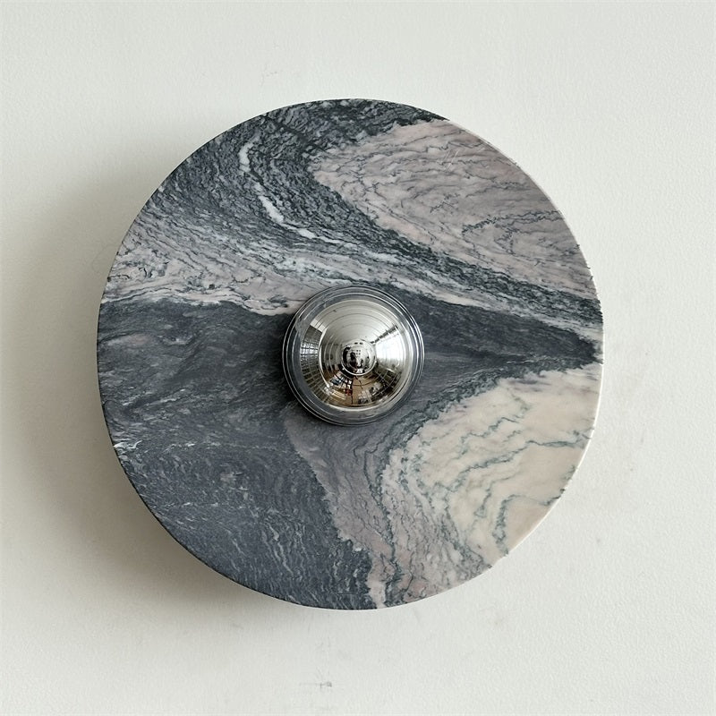Zeno Applique Murale Ronde en Chrome, Marbre et Métal Style Minimaliste Moderne