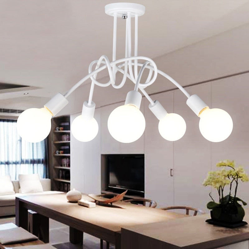 Valentina Lustre Linéaire/Bulle Moderne, Métal, Noir/Blanc/Or, Salon
