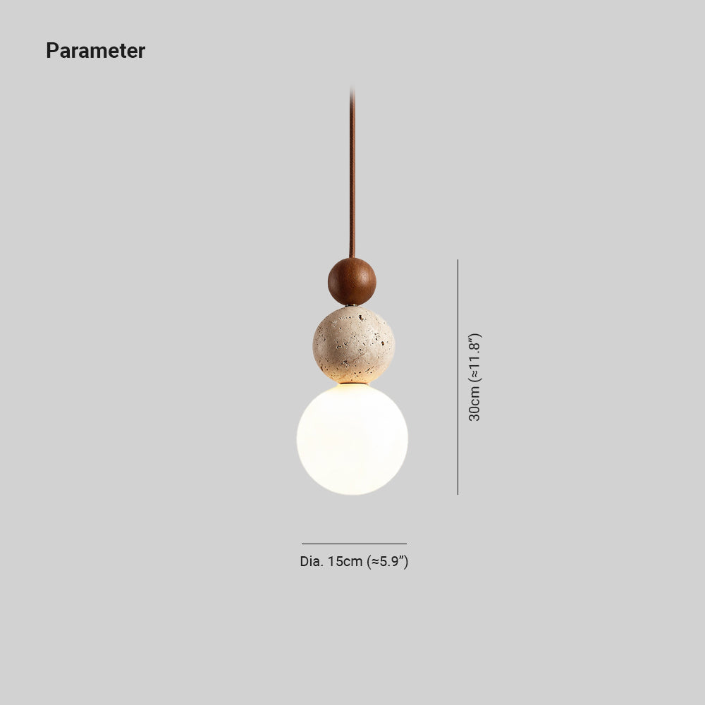 Juvio Lampe Suspension Boule en Travertin