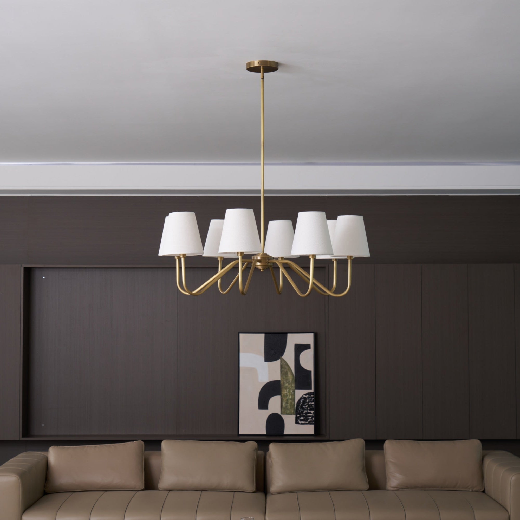 Viraean Lustre Industriel Vintage en Laiton et Tissu
