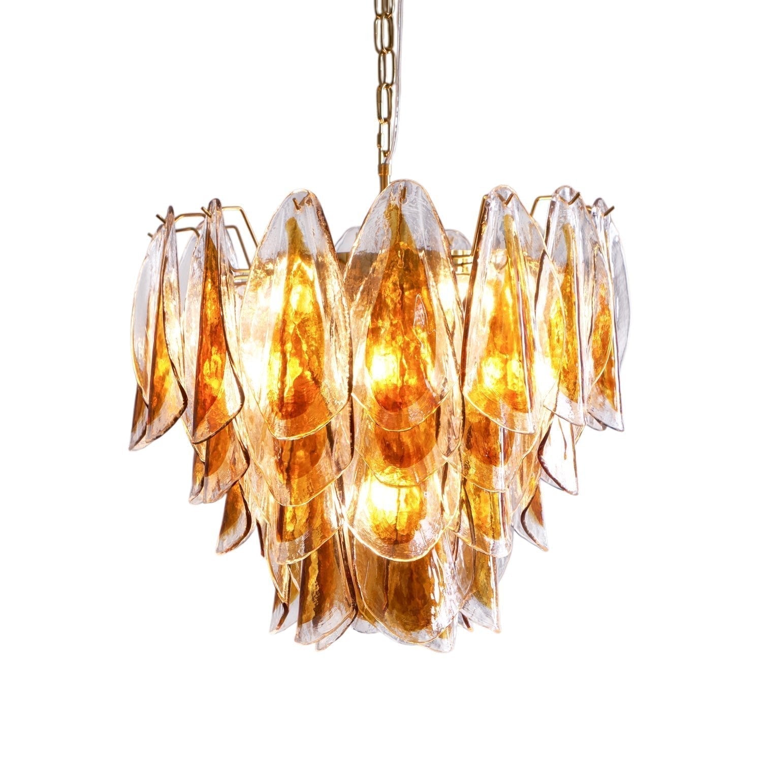 Aurora Lustre Ambre Feuille Verre Superposé Organique Chaleur