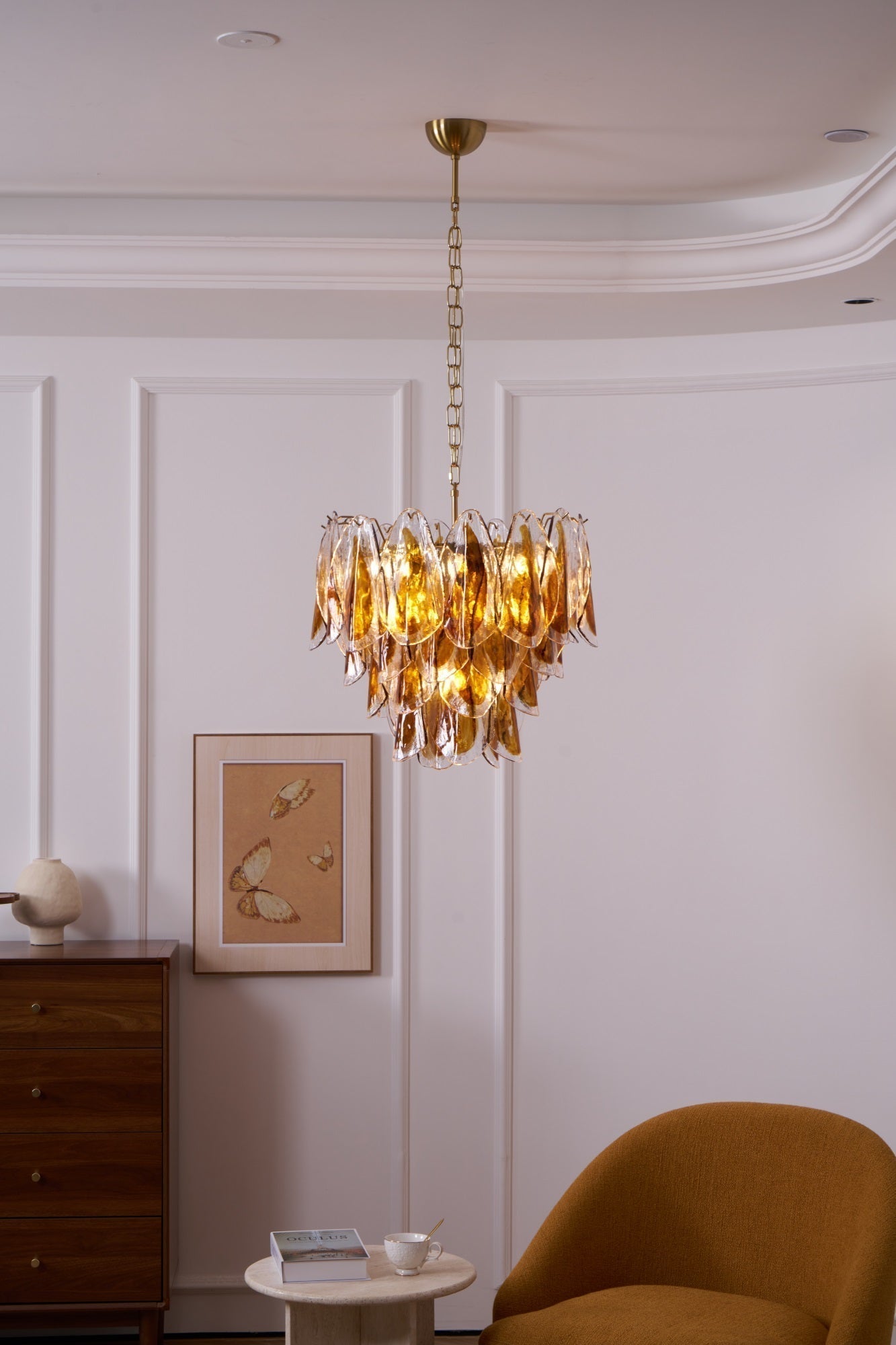 Aurora Lustre Ambre Feuille Verre Superposé Organique Chaleur
