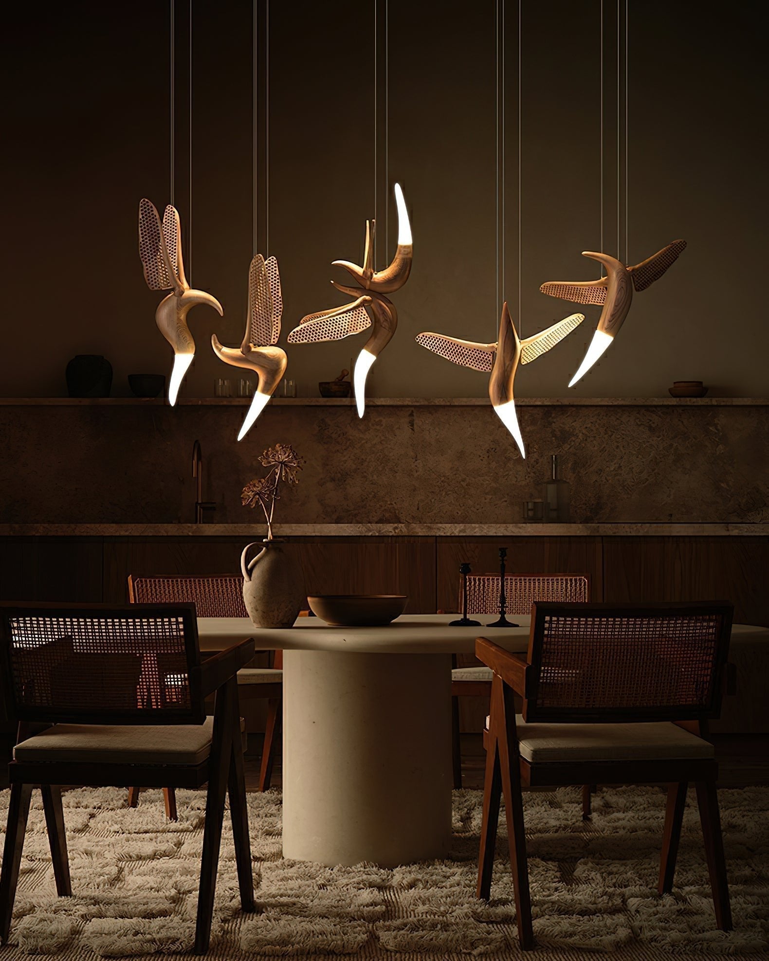 Elsilor Suspension Bois Inspirée des Oiseaux