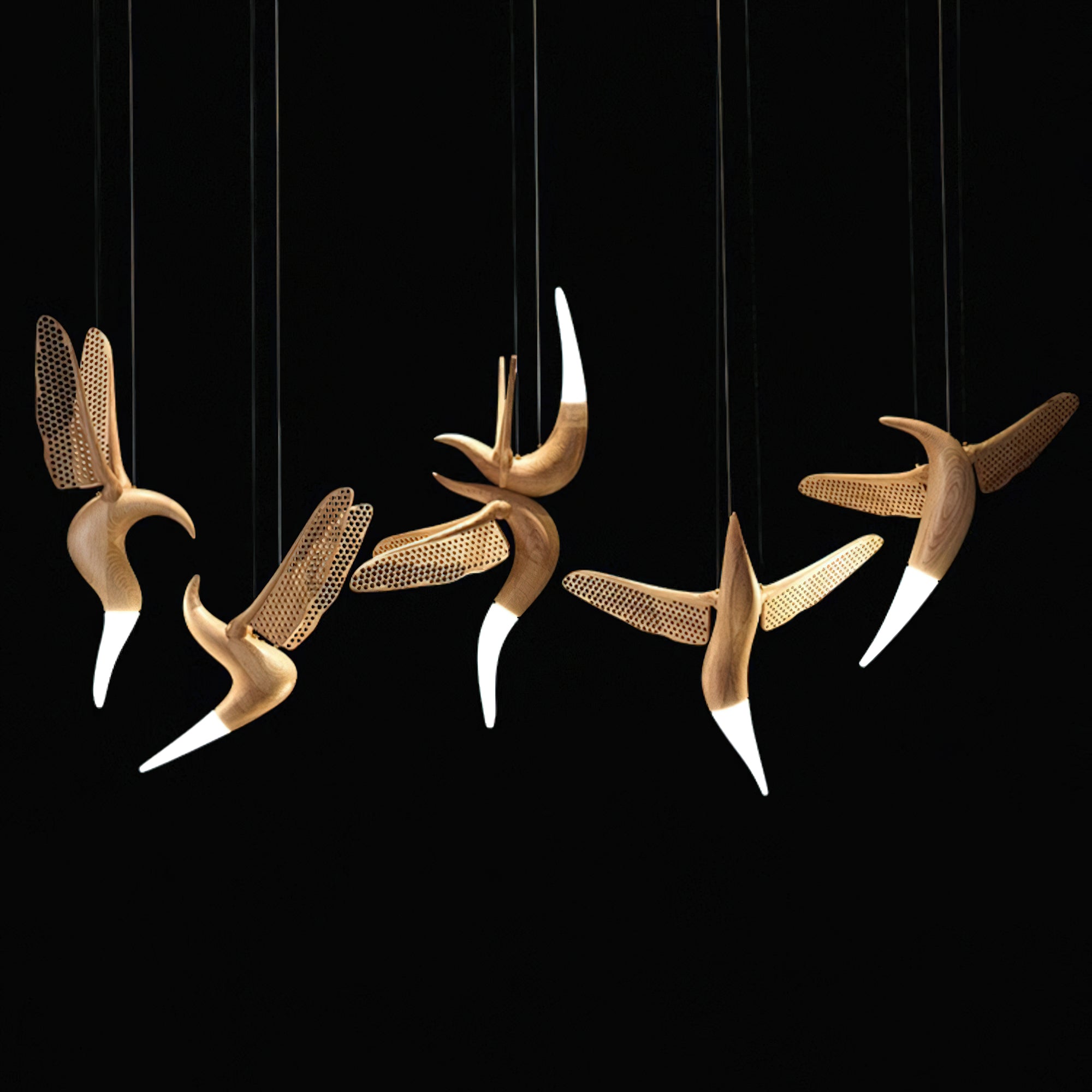 Elsilor Suspension Bois Inspirée des Oiseaux