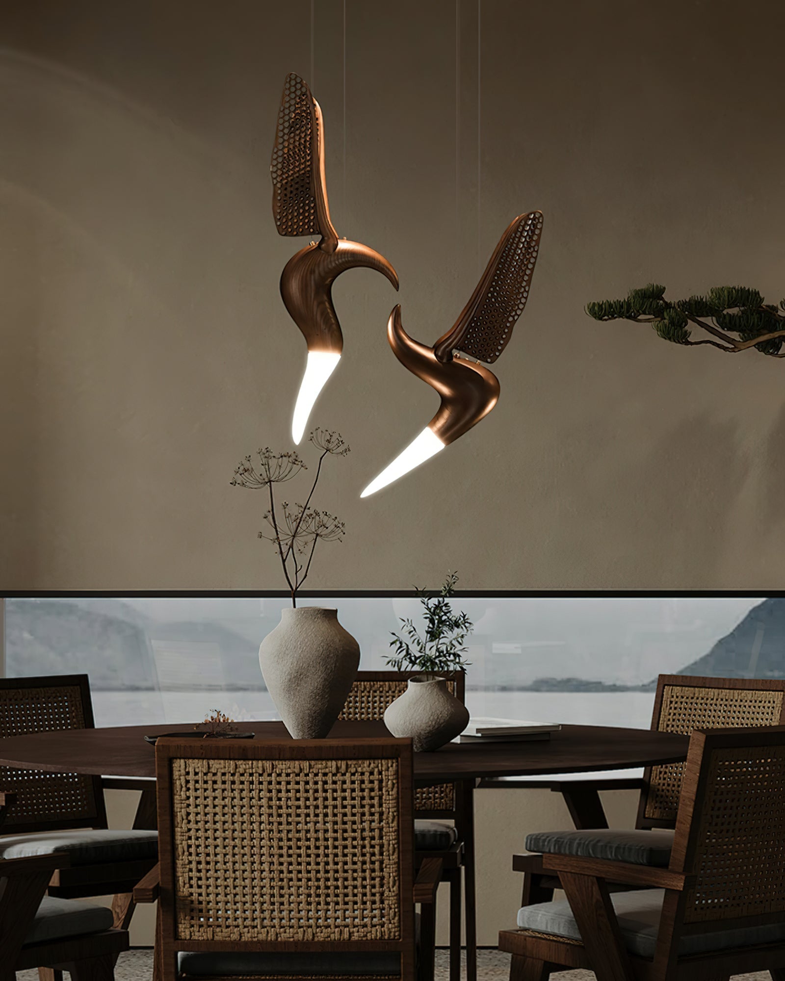 Elsilor Suspension Bois Inspirée des Oiseaux