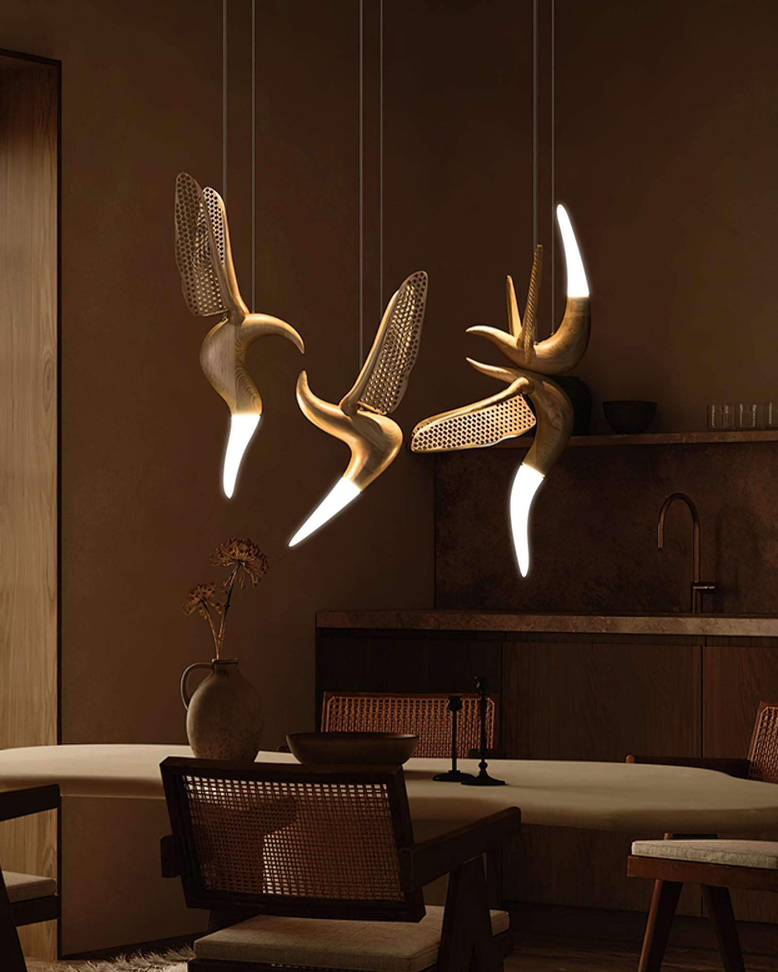 Elsilor Suspension Bois Inspirée des Oiseaux