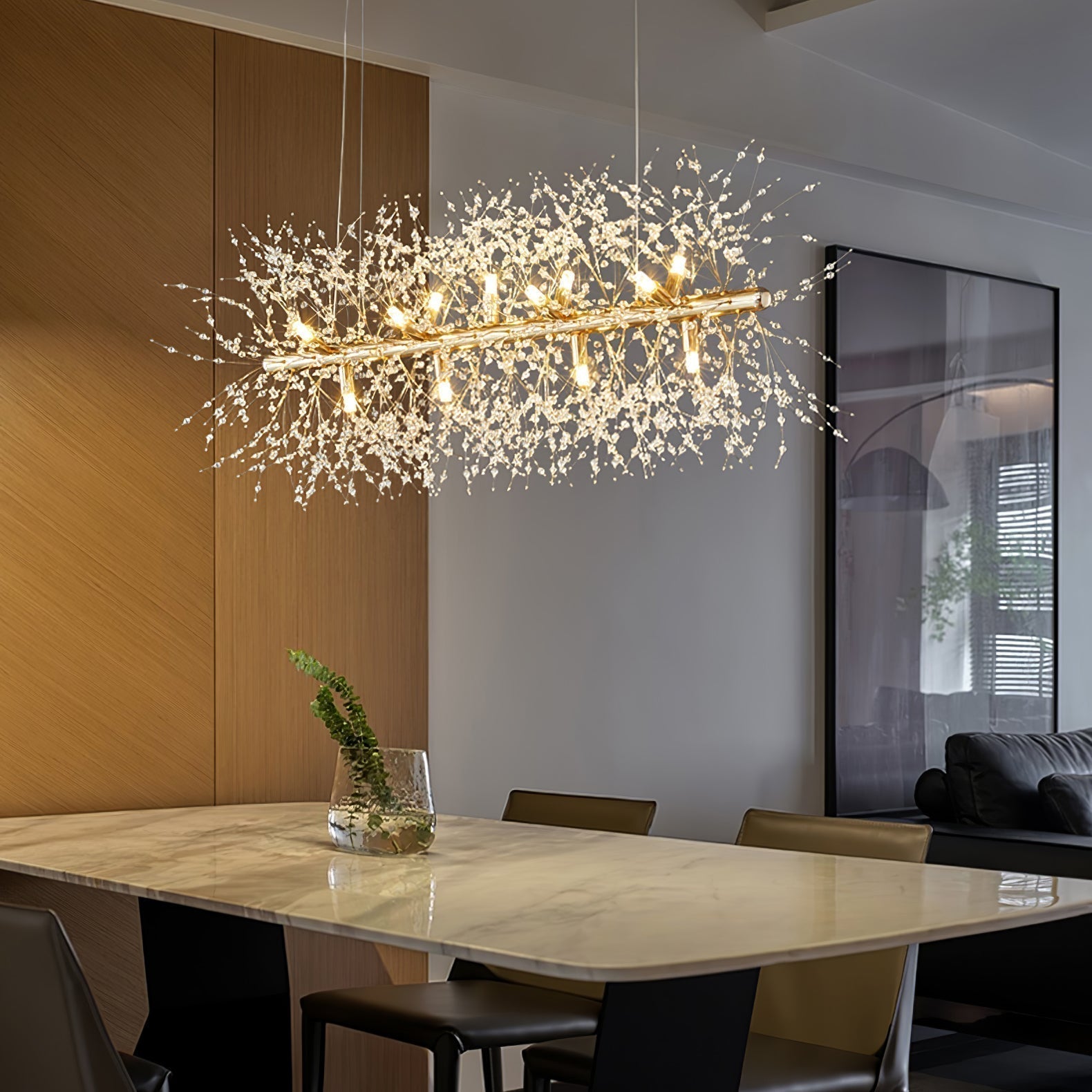 Lustra Lustre Laiton Linéaire Cristal Branche