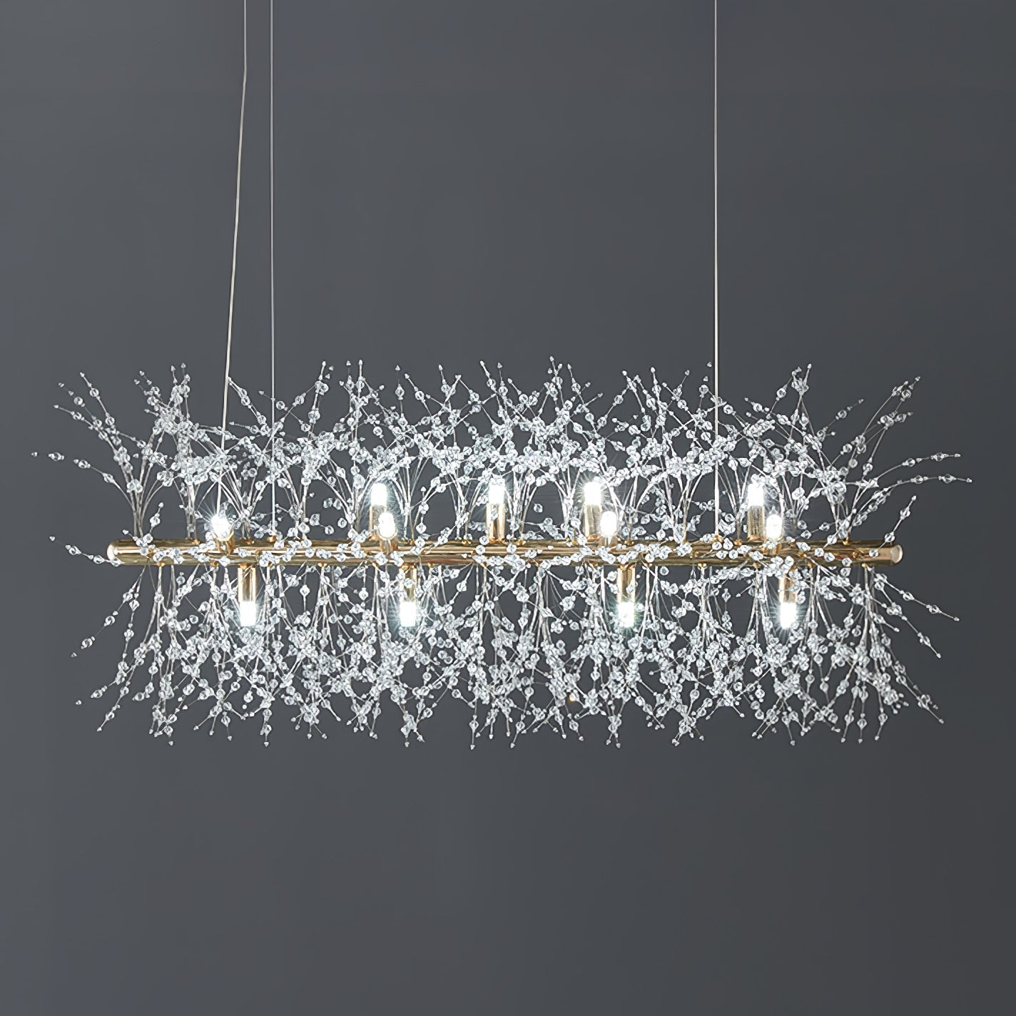 Lustra Lustre Laiton Linéaire Cristal Branche