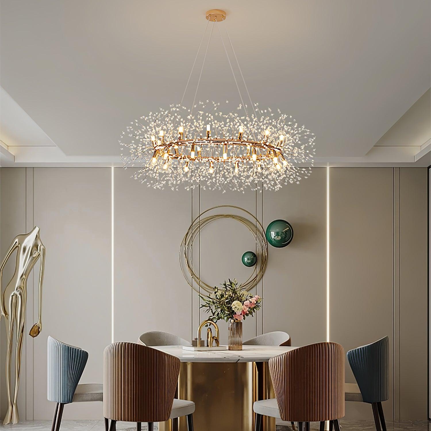Lustra Lustre Pissenlit Rond en Acier Inoxydable