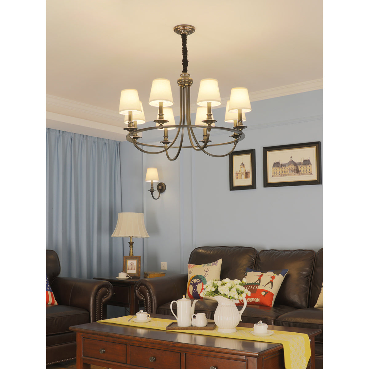 Plume Lustre En Tissu Et Laiton De Style Vintage élégant