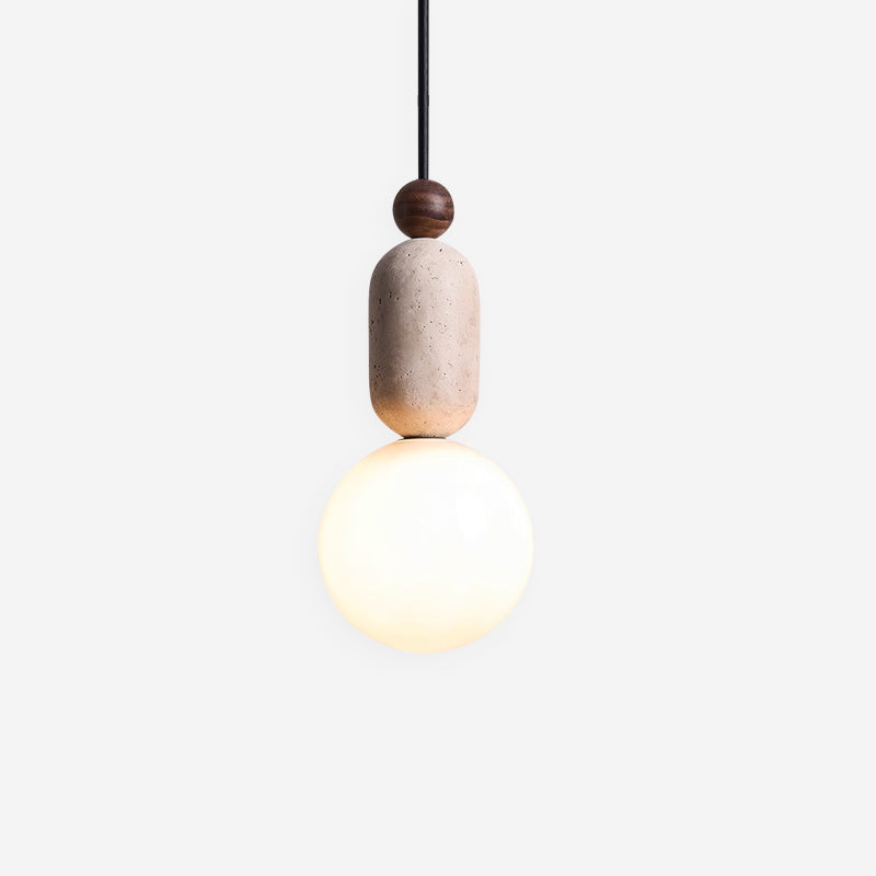 Gavon Lampe Suspendue en Verre et Travertin
