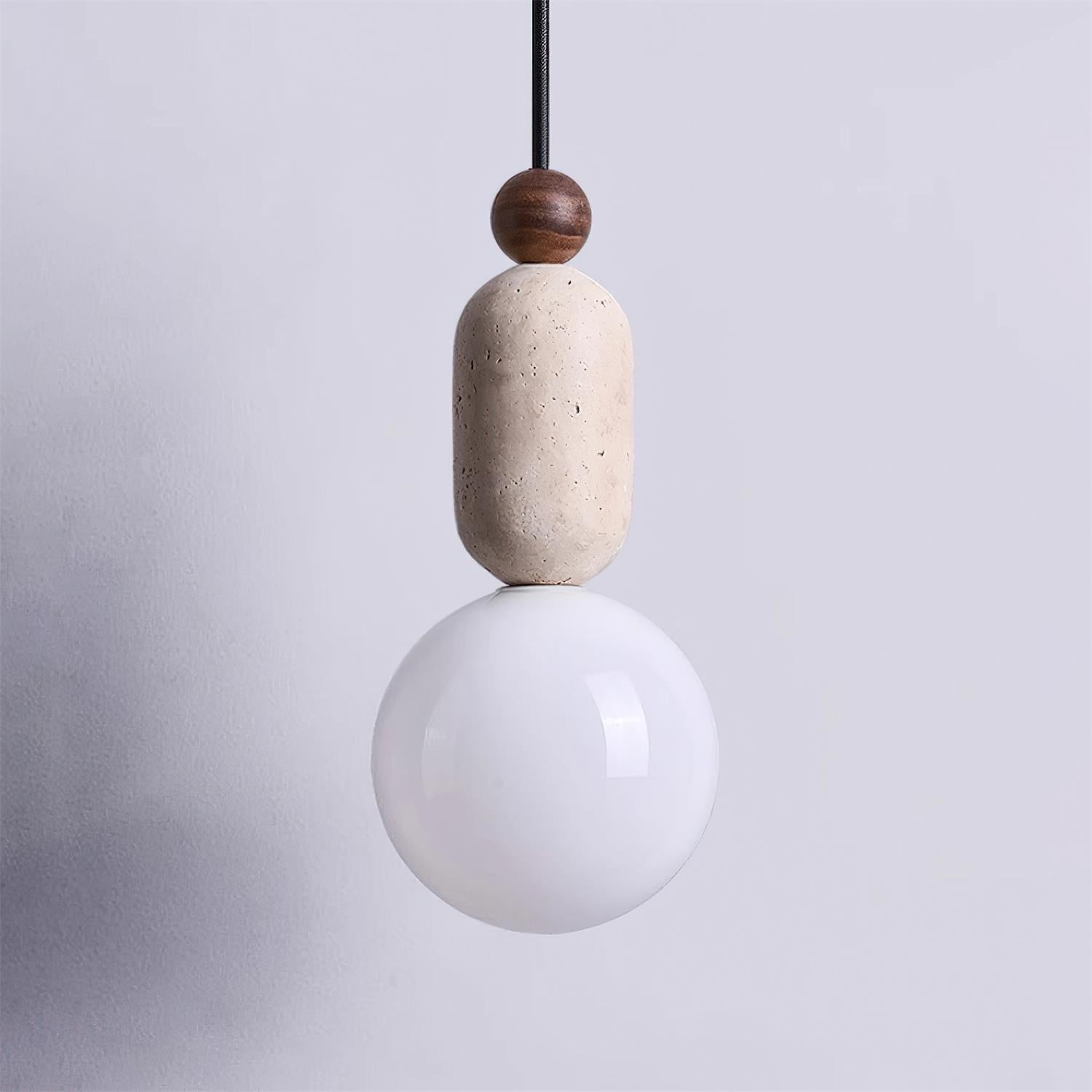 Gavon Lampe Suspendue en Verre et Travertin