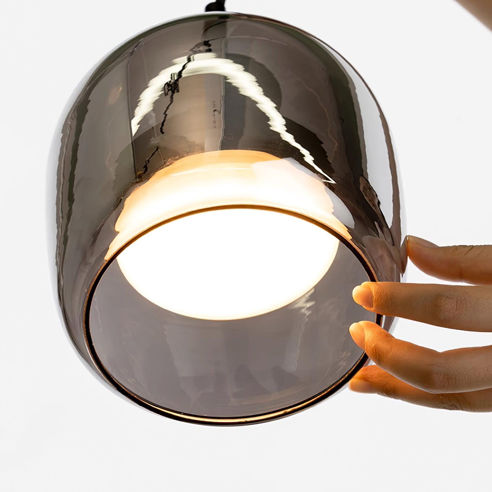 June Suspension Luminaire Design Verre Gris Fumé