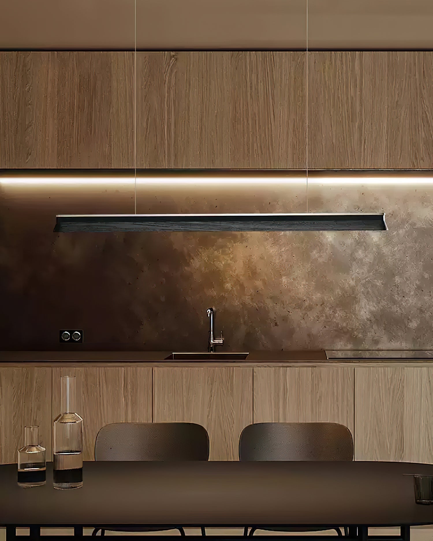 Lustra Suspension Lampe Poutre en Bois Minimaliste