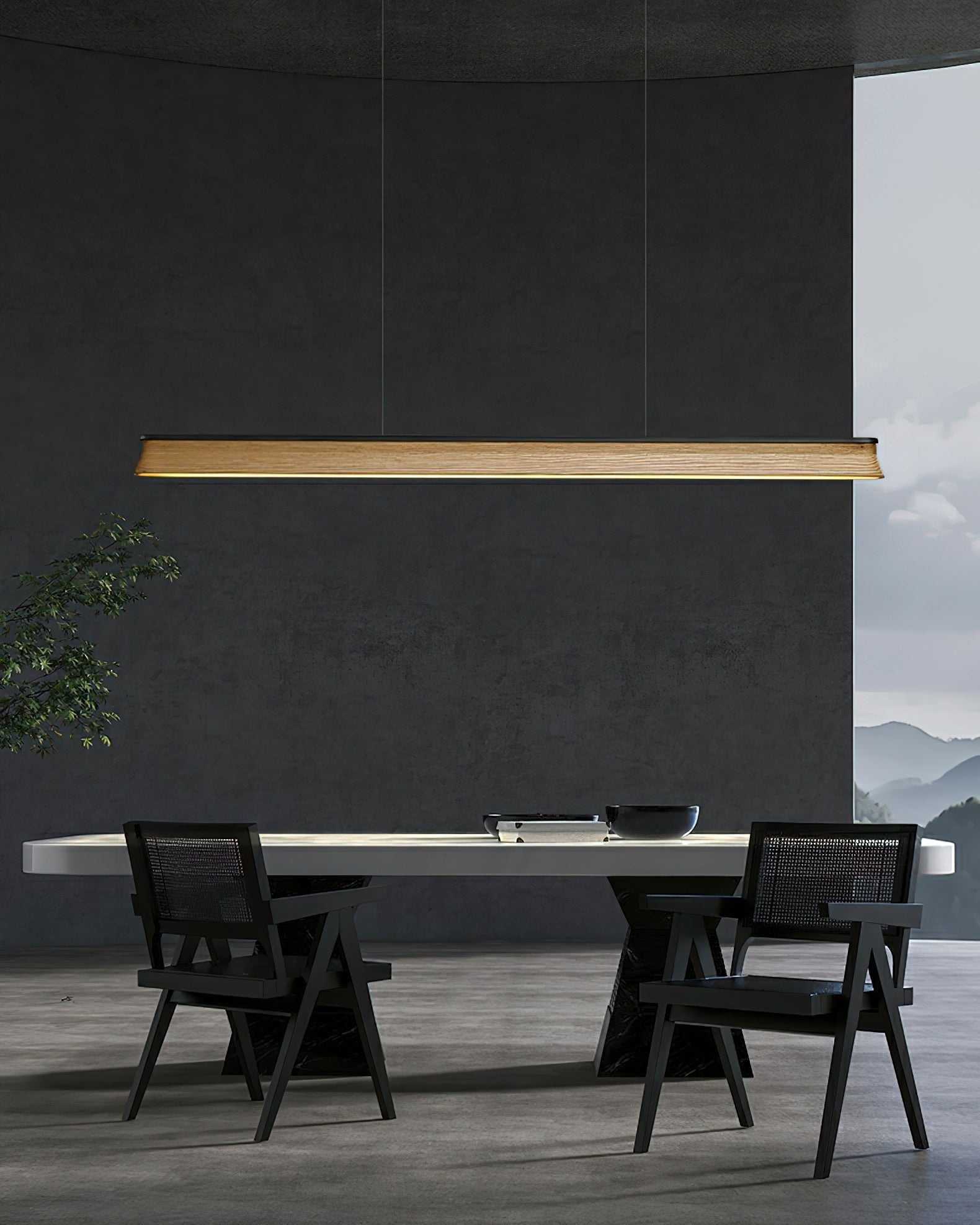 Lustra Suspension Lampe Poutre en Bois Minimaliste