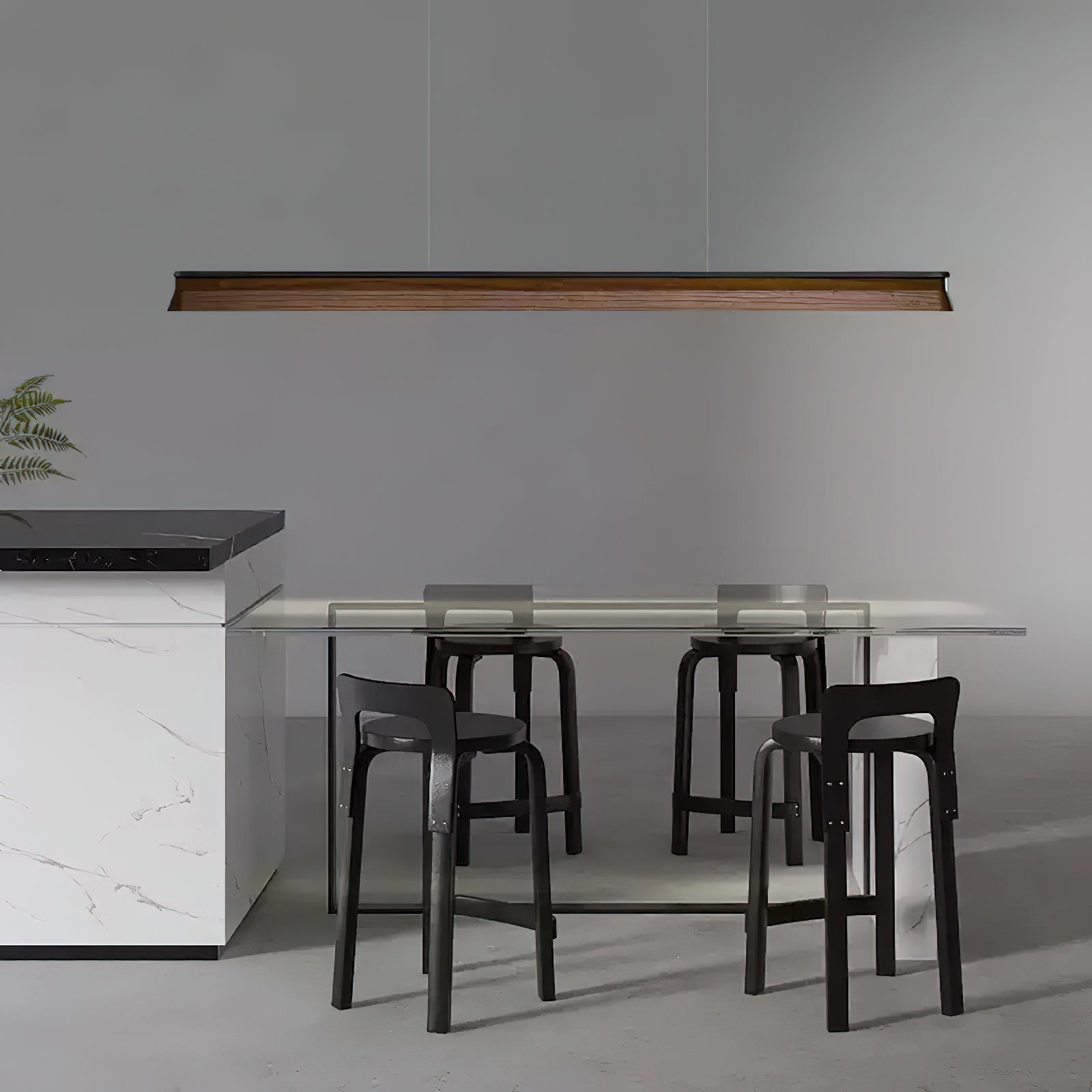 Lustra Suspension Lampe Poutre en Bois Minimaliste